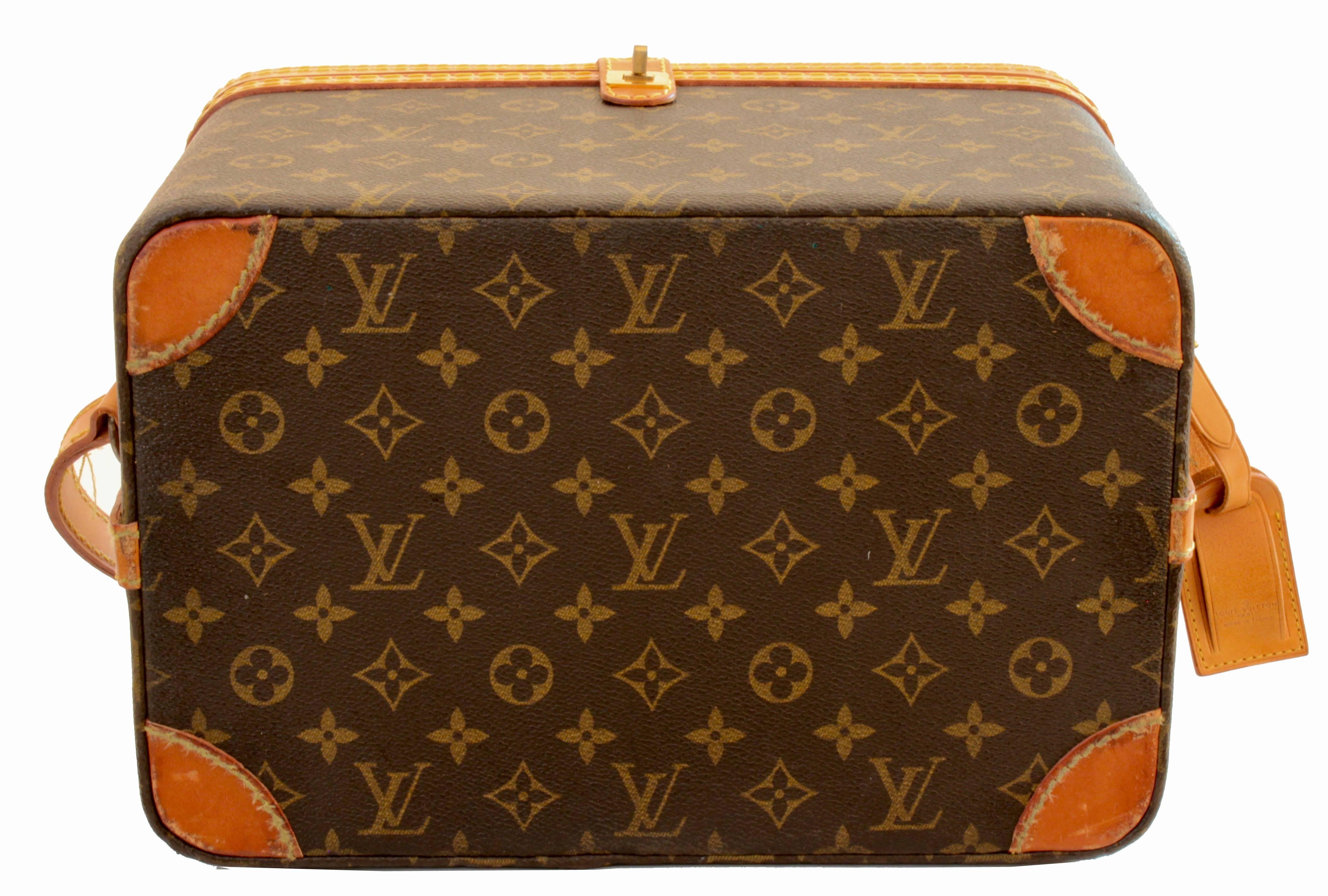 Louis Vuitton Monogram Train Case Travel Bag Beauty Vanity + Luggage Tag 80s  5