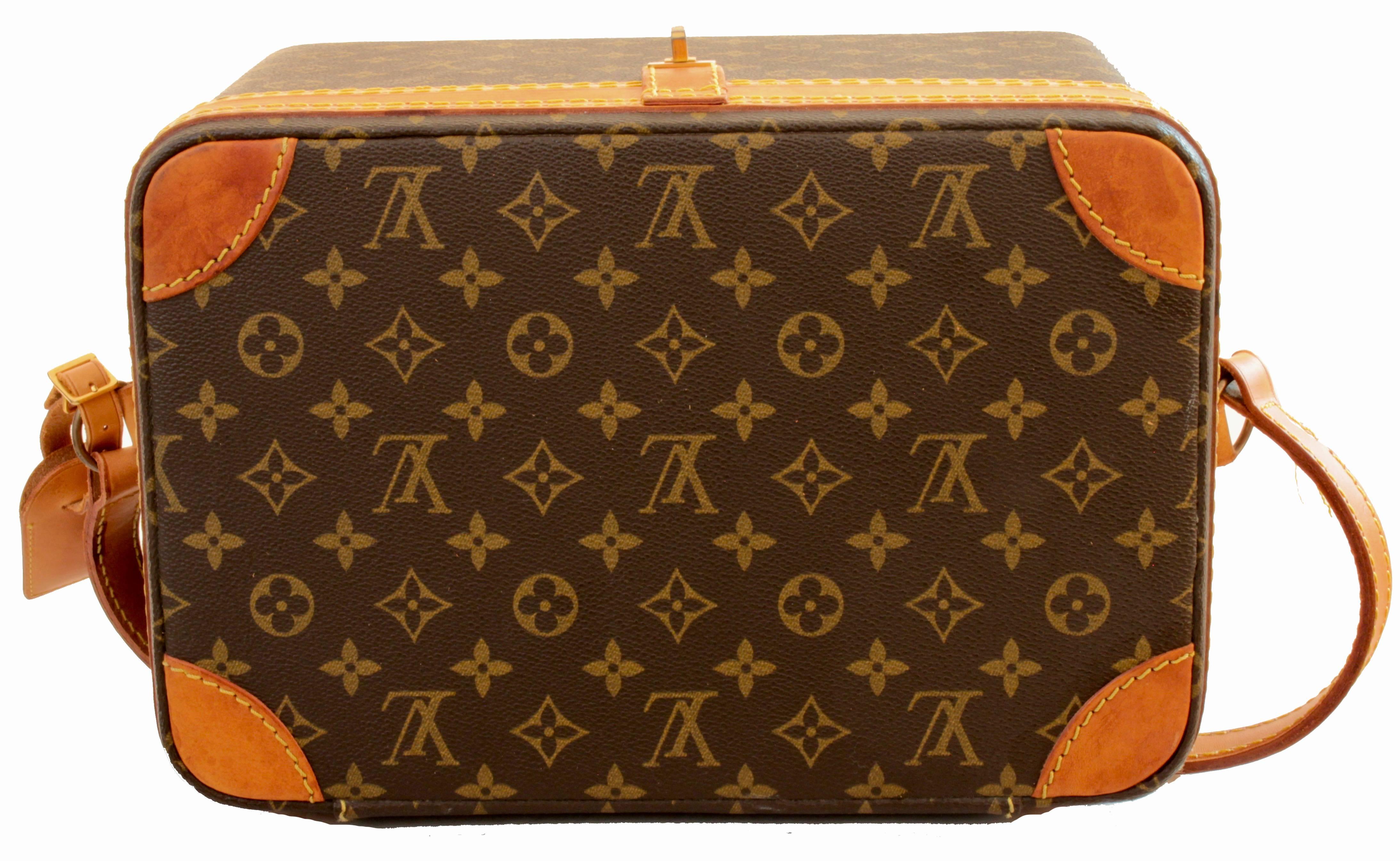 Louis Vuitton Monogram Train Case Travel Bag Beauty Vanity + Luggage Tag 80s  4