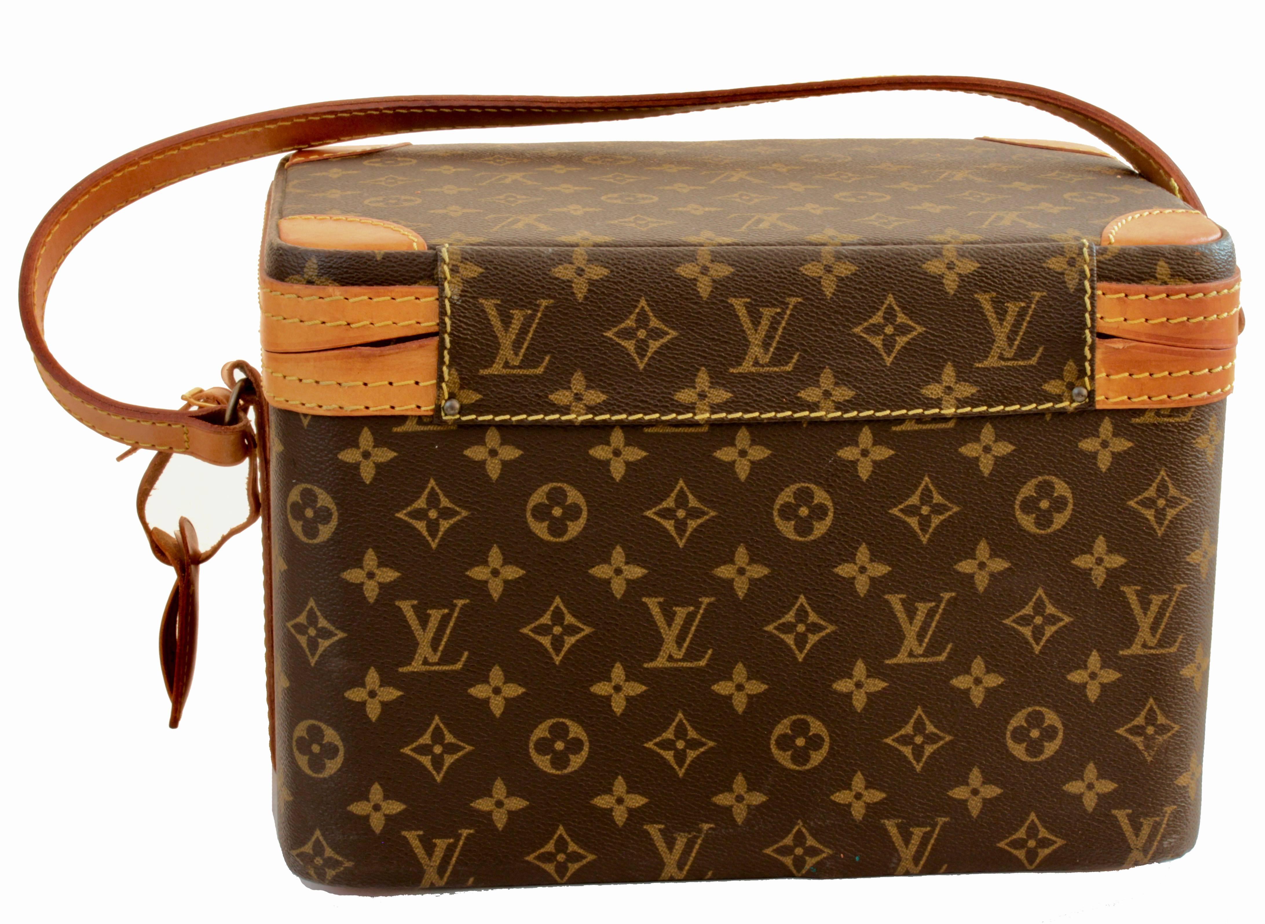 Louis Vuitton Monogram Train Case Travel Bag Beauty Vanity + Luggage Tag 80s  3