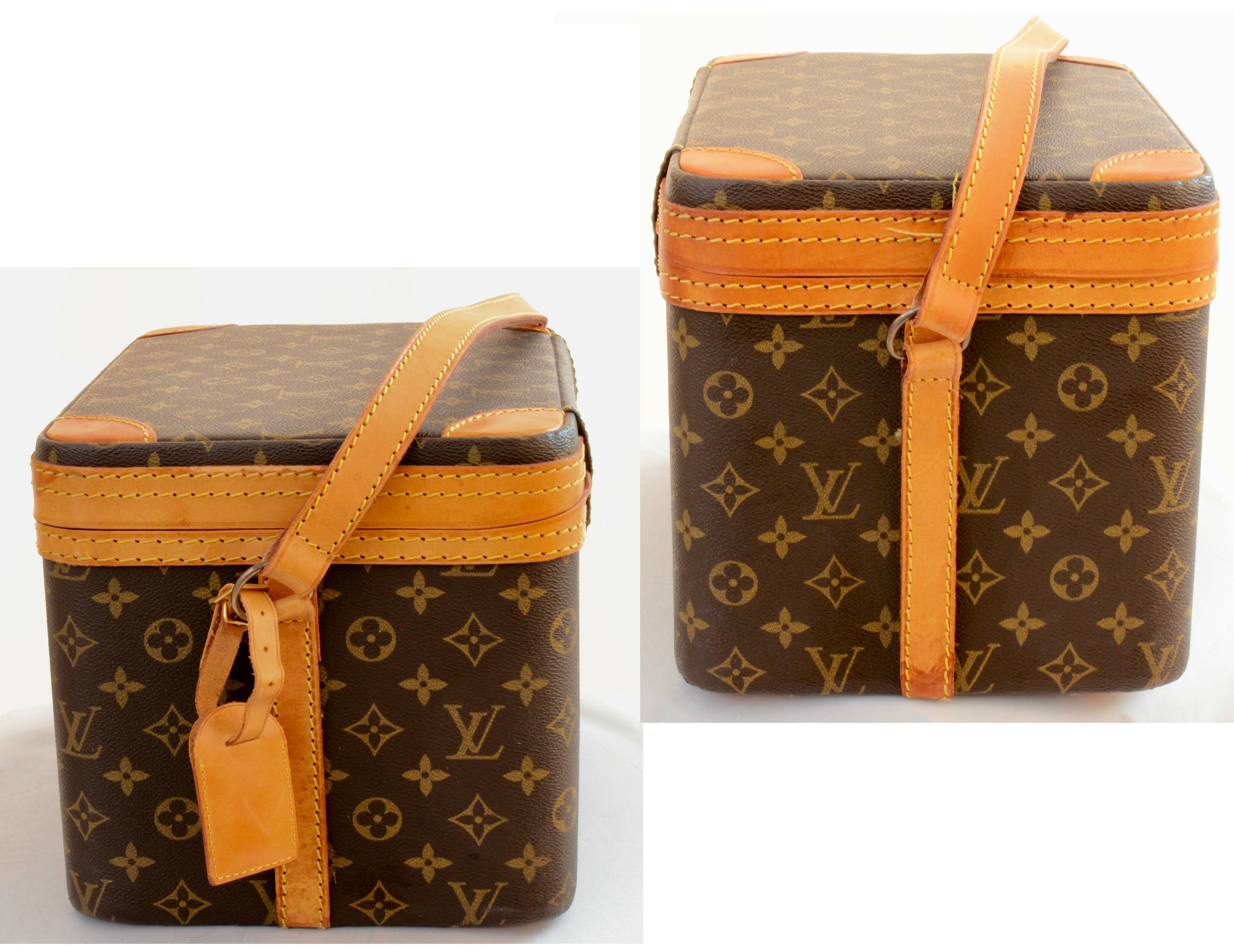 Louis Vuitton Monogram Train Case Travel Bag Beauty Vanity + Luggage Tag 80s  2