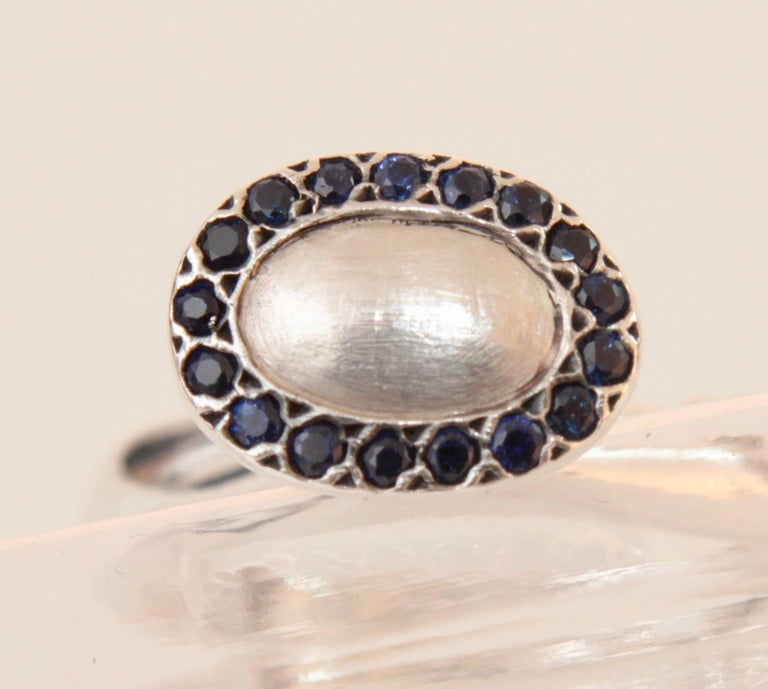 Avant Garde Rosa Maria Oval Ring with Sapphires Sterling Silver FR 55