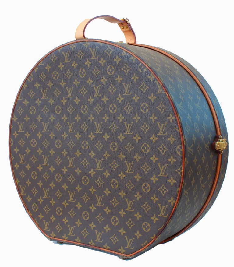 Louis Vuitton Boite Chapeaux Hat Box 50cm XL Round Monogram Travel Bag 1970s at 1stdibs