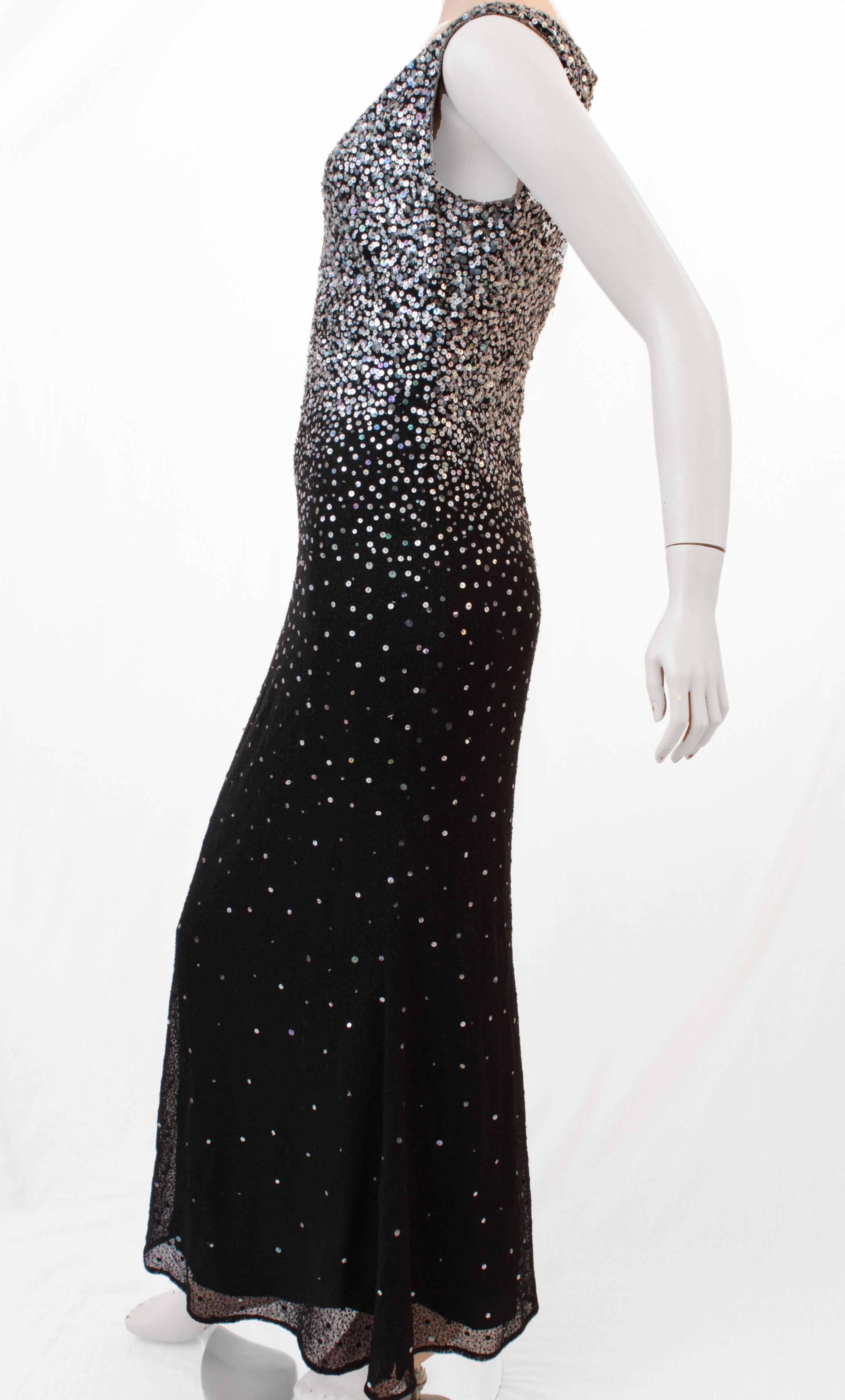 Women's Naeem Khan Evening Gown Silk Sequins Full Length Formal Dress US 6