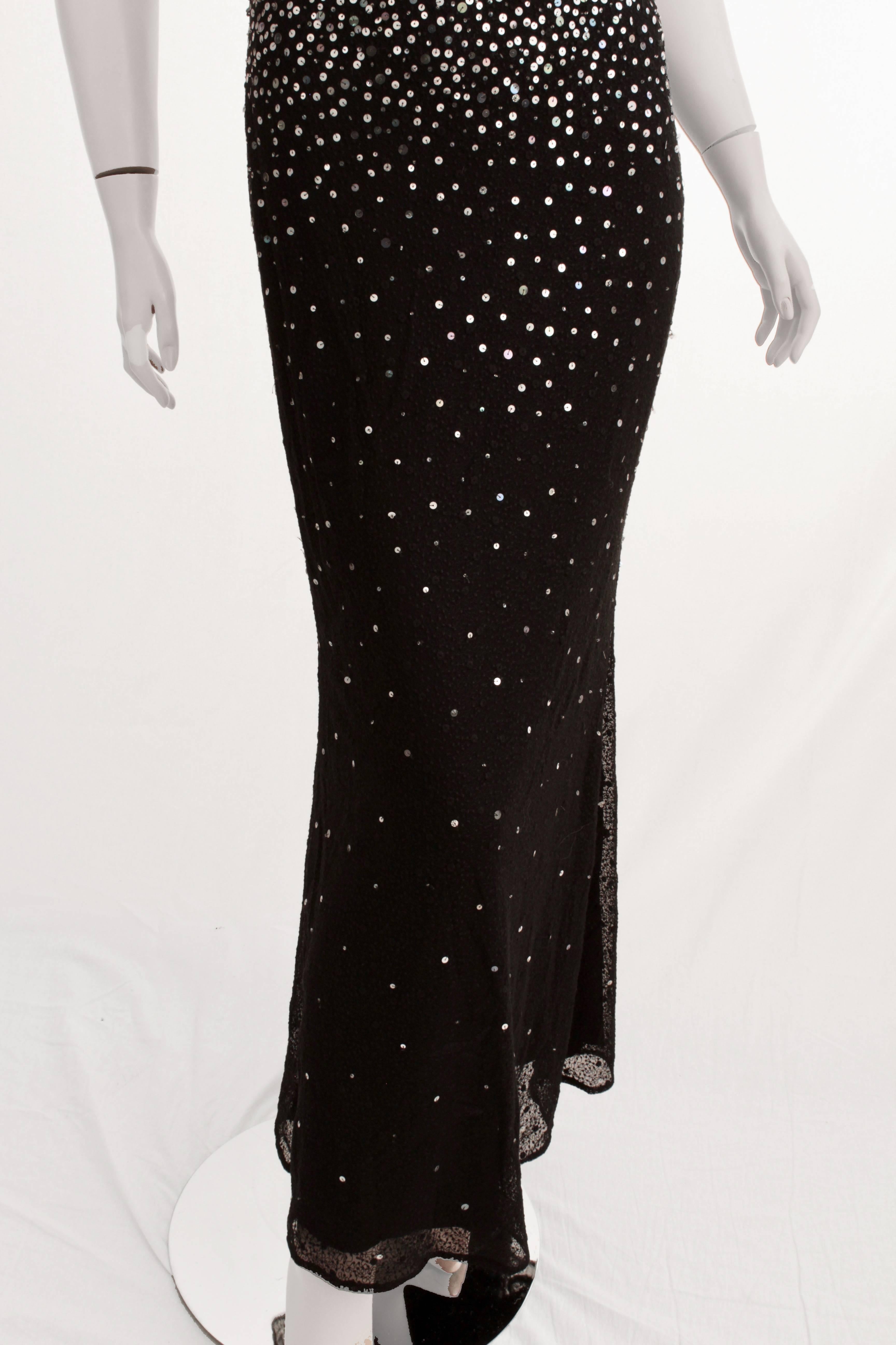 Naeem Khan Evening Gown Silk Sequins Full Length Formal Dress US 6 2