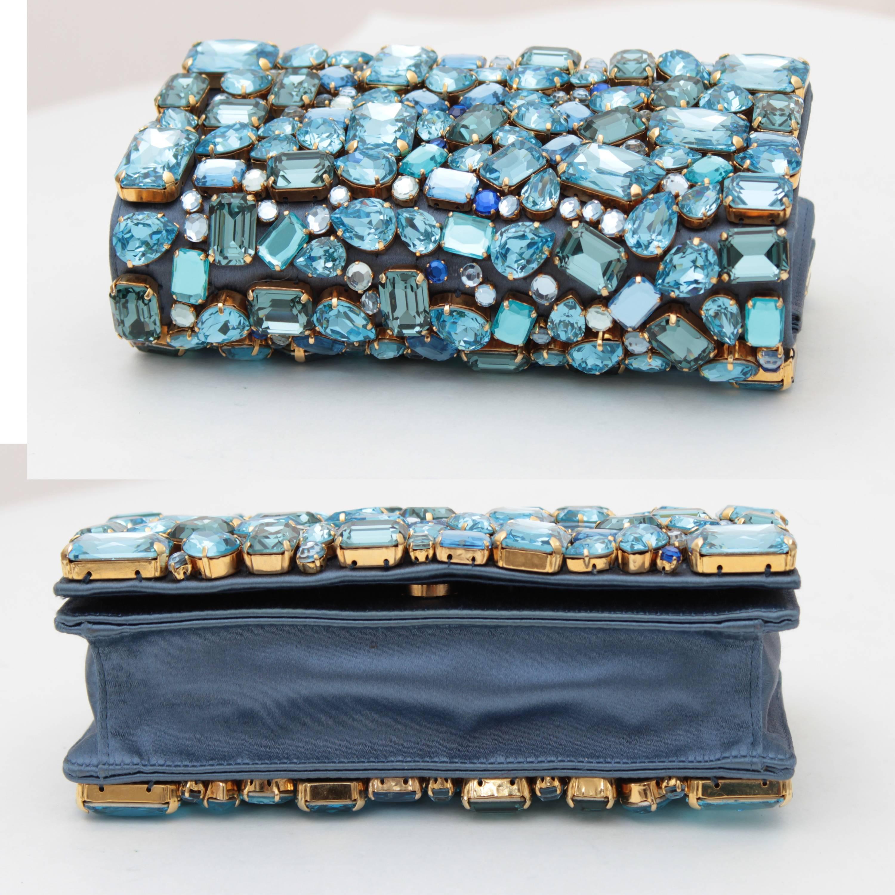 Gray Prada Jeweled Clutch Evening Bag with Box 