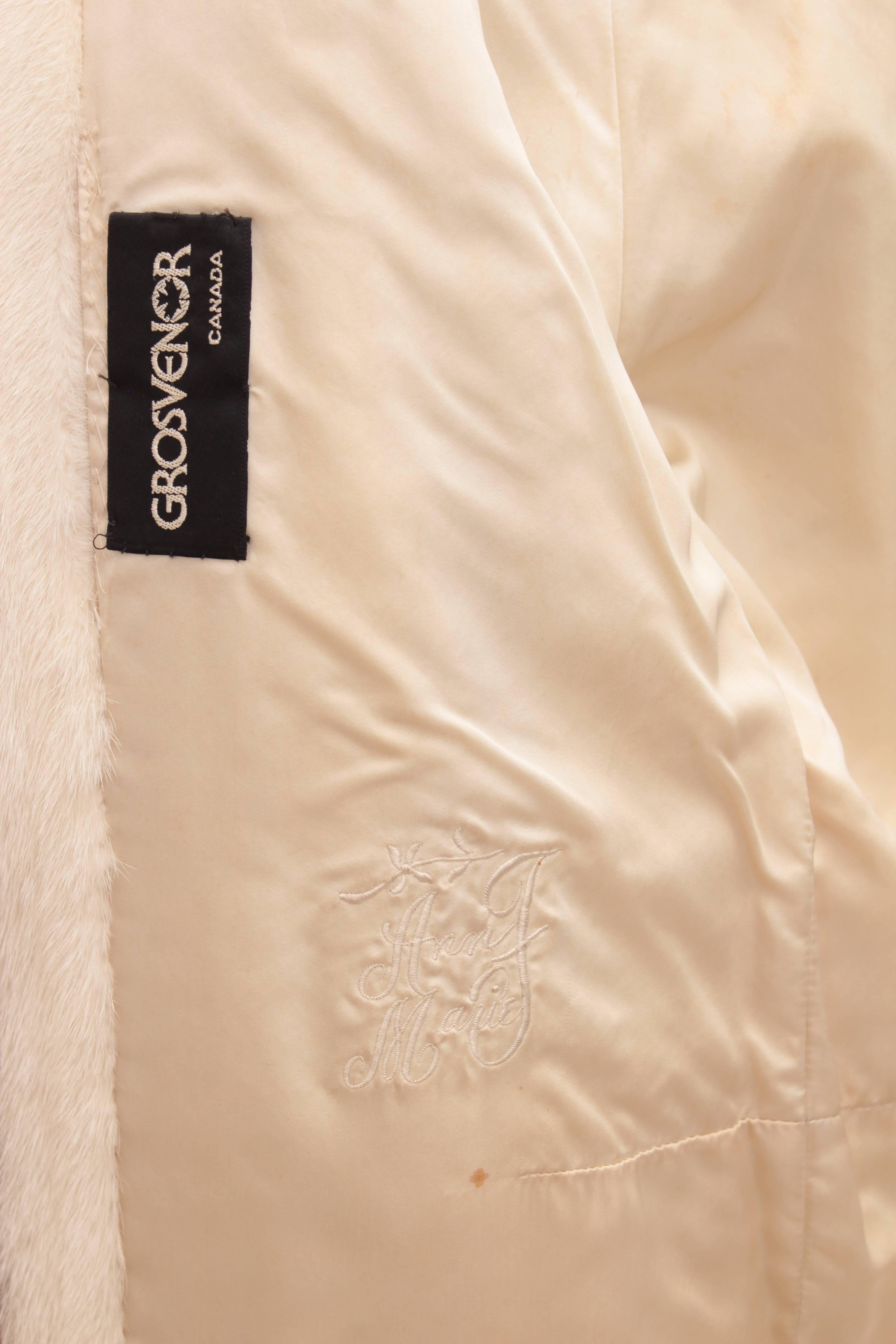 Women's Grosvenor Bonwit Teller Mink Jacket White Pastel Dark Ranch Fur As Seen in Vogue