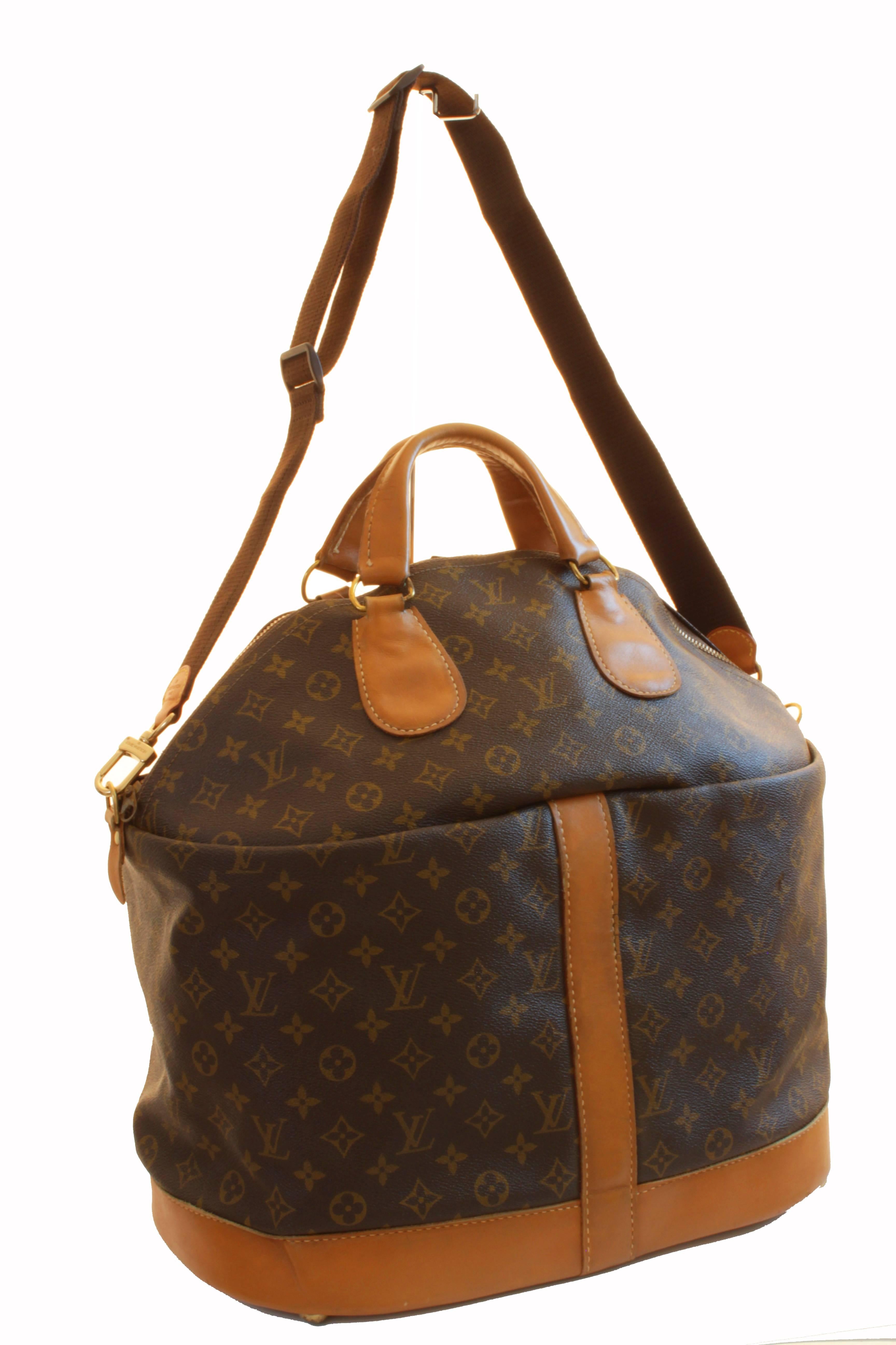 This large and very rare travel bag was originally sold by Saks 5th Ave and made under special license by The French Company for Louis Vuitton, long before LV had a boutique presence in the USA. Produced for only a short period, these incredible