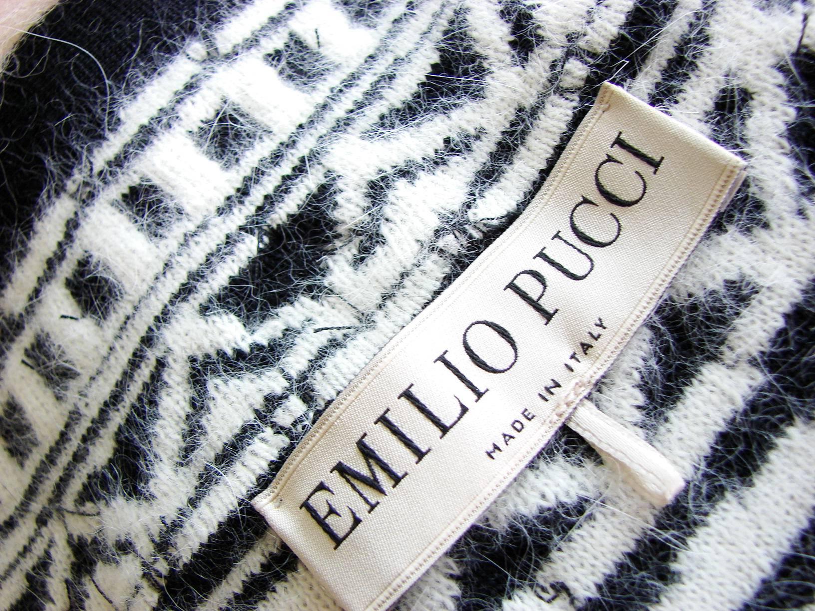 Emilio Pucci Embellished Cape with Badger Fur Collar Angora Wool Intarsia M  4