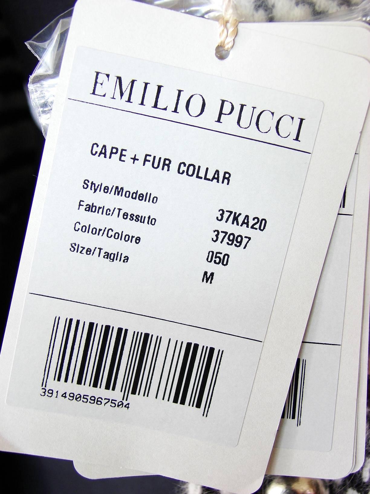 Emilio Pucci Embellished Cape with Badger Fur Collar Angora Wool Intarsia M  6