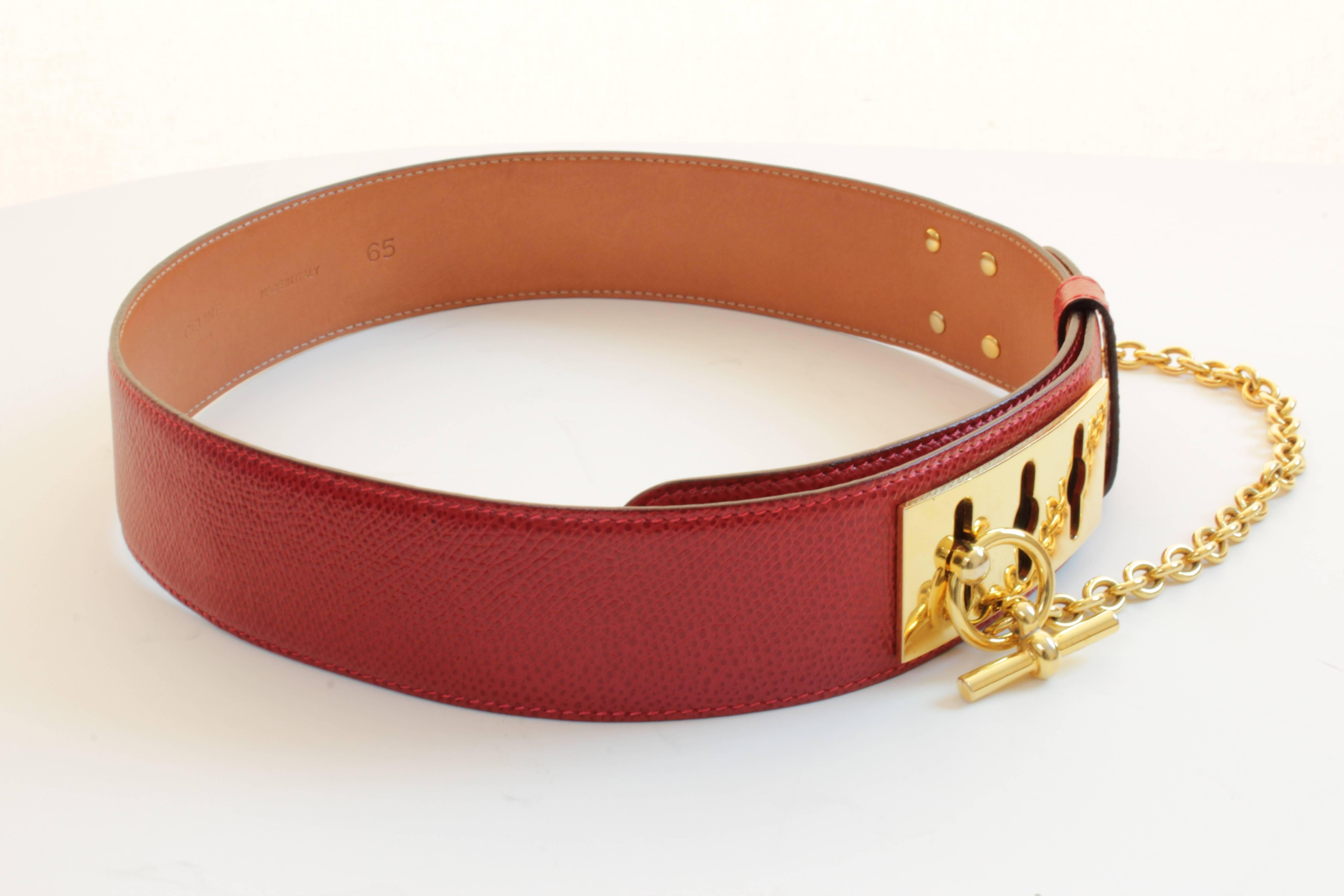 leather belt with chain detail