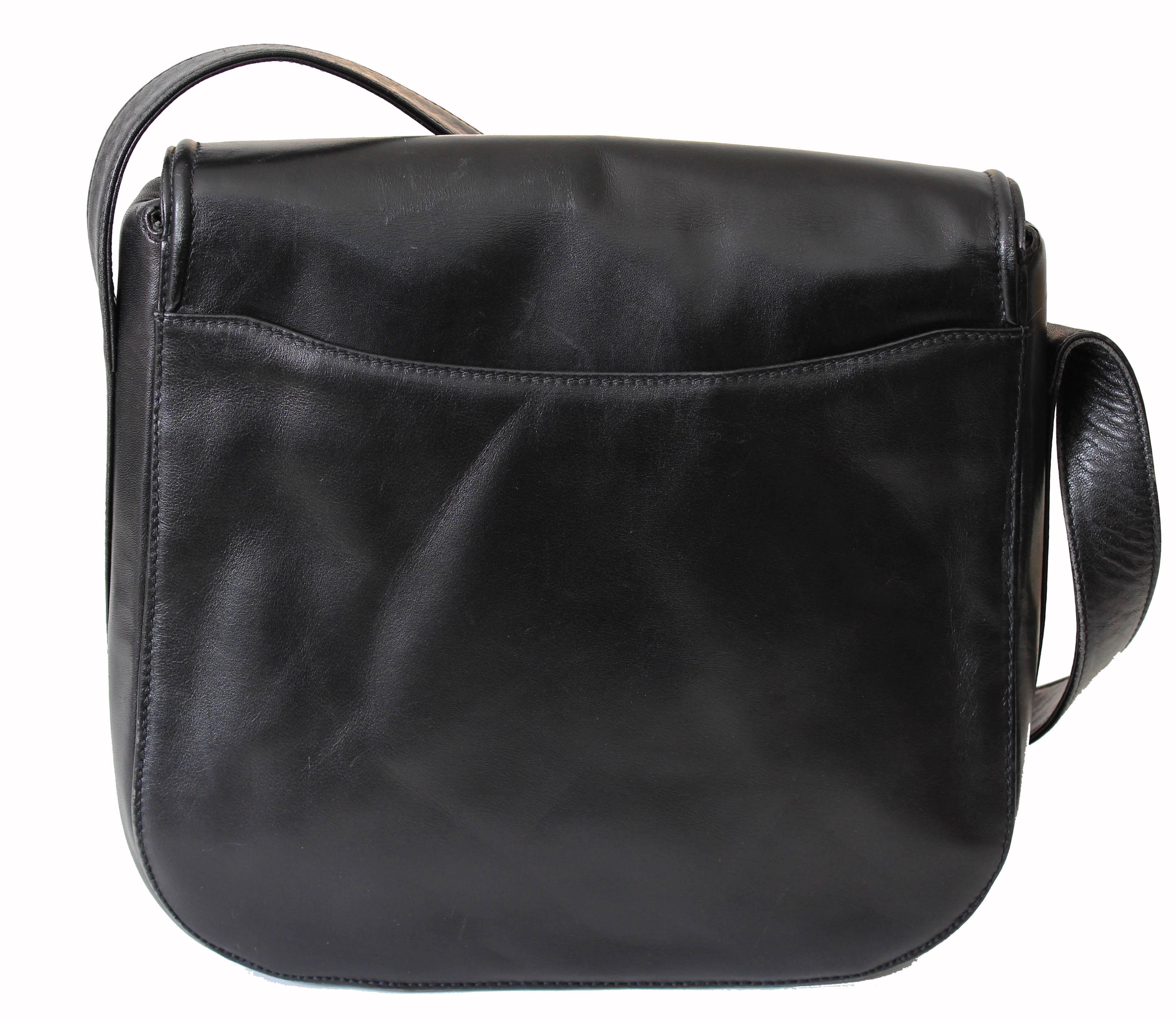 Mark Cross Messenger Bag Cross Body Black Calfskin Leather Made in Italy 2