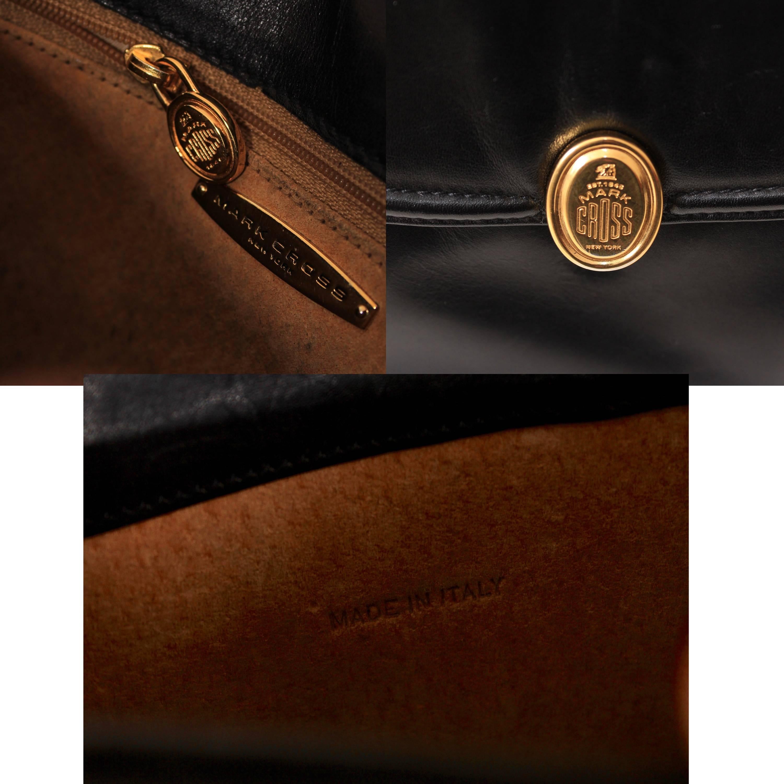 Mark Cross Messenger Bag Cross Body Black Calfskin Leather Made in Italy 6