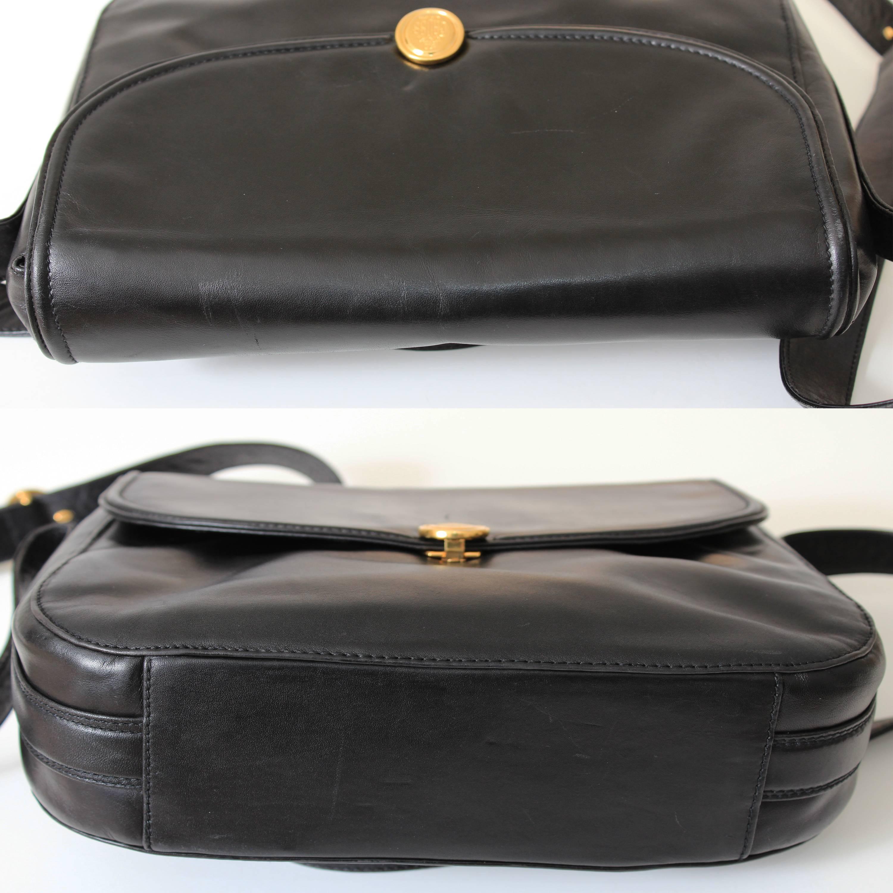 Mark Cross Messenger Bag Cross Body Black Calfskin Leather Made in Italy 3