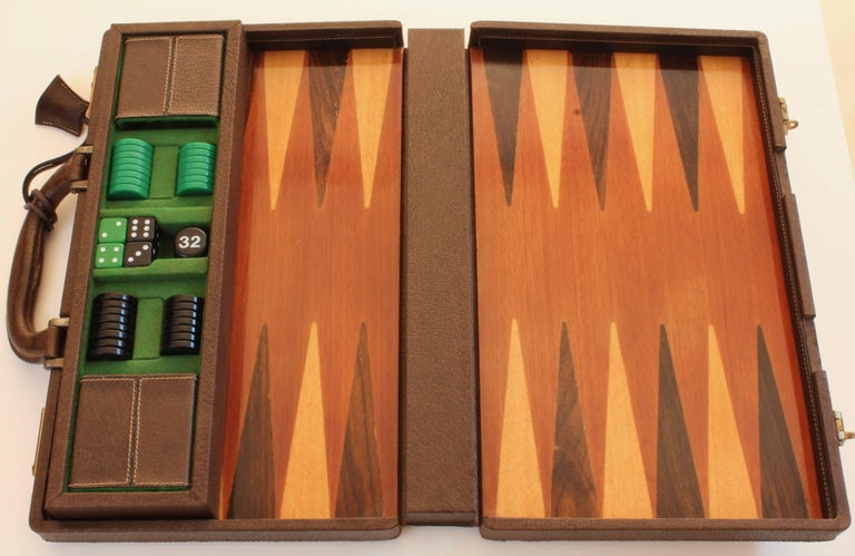 Game Backgammon, Orange Couture Leather