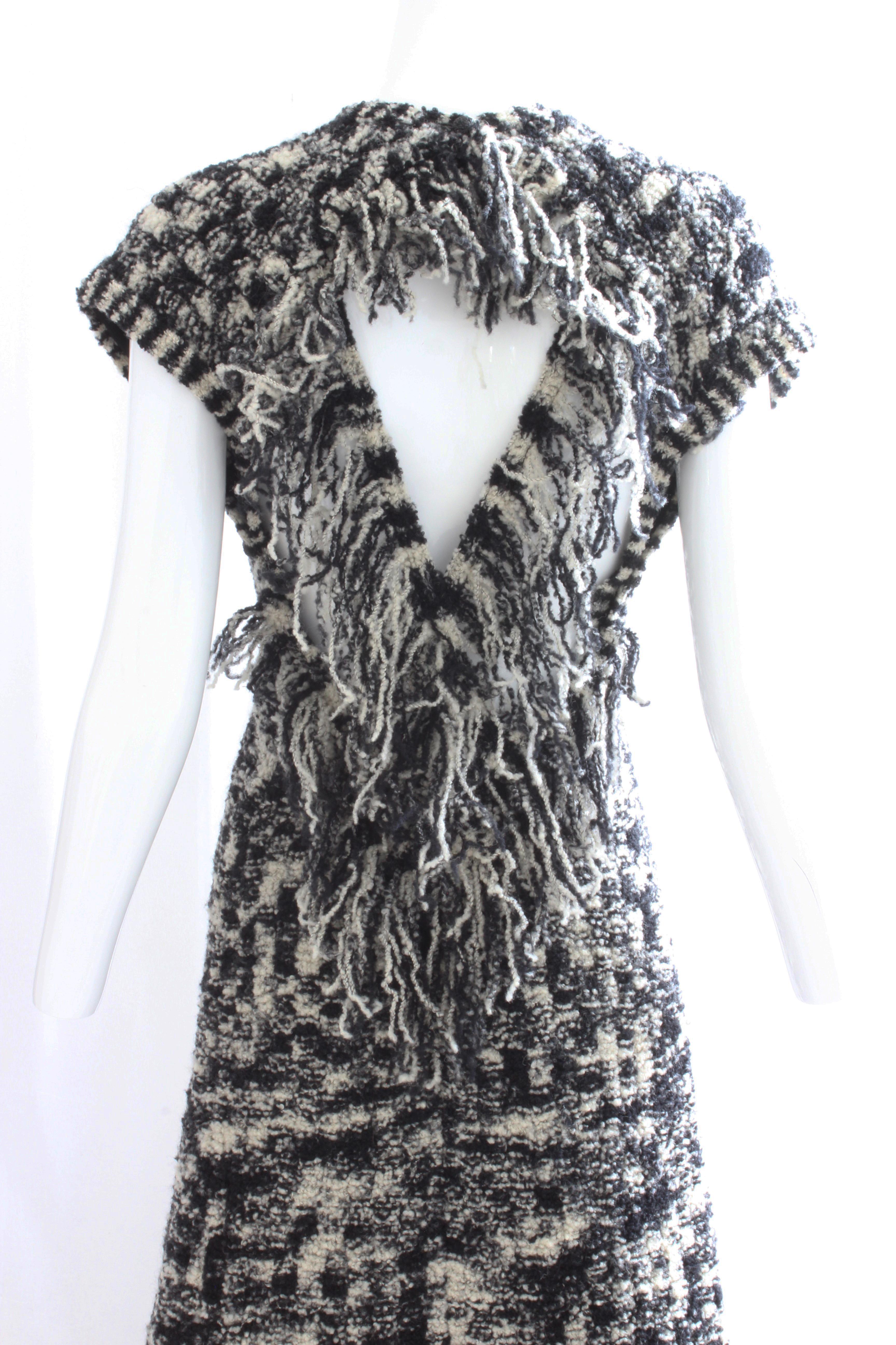 Chanel Knit Scandinavian Fringe Evening Gown With Open Back In New Condition In Port Saint Lucie, FL