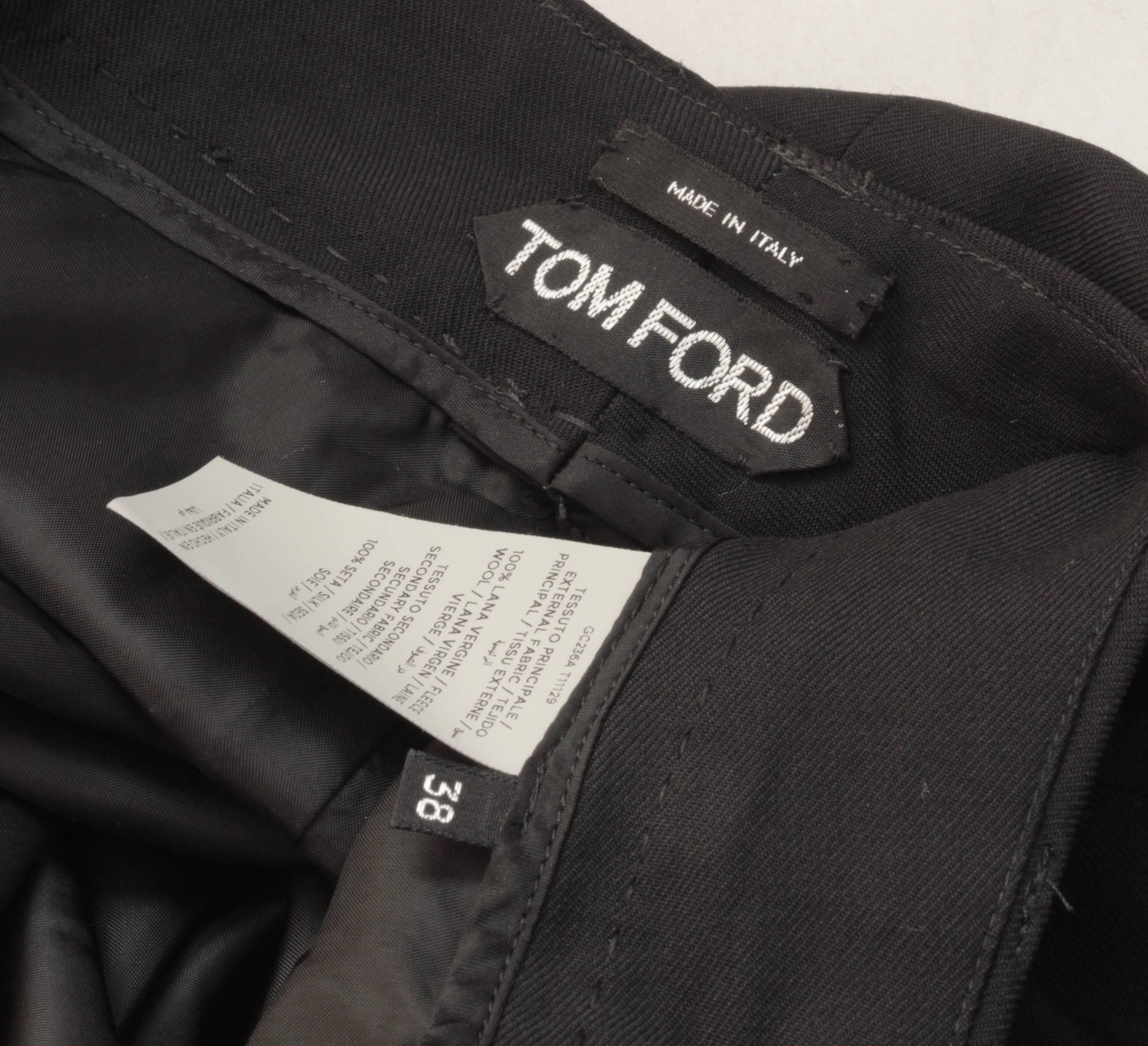 Tom Ford Black Dropped Hem Skirt Asymmetric Wool Sz 38  1