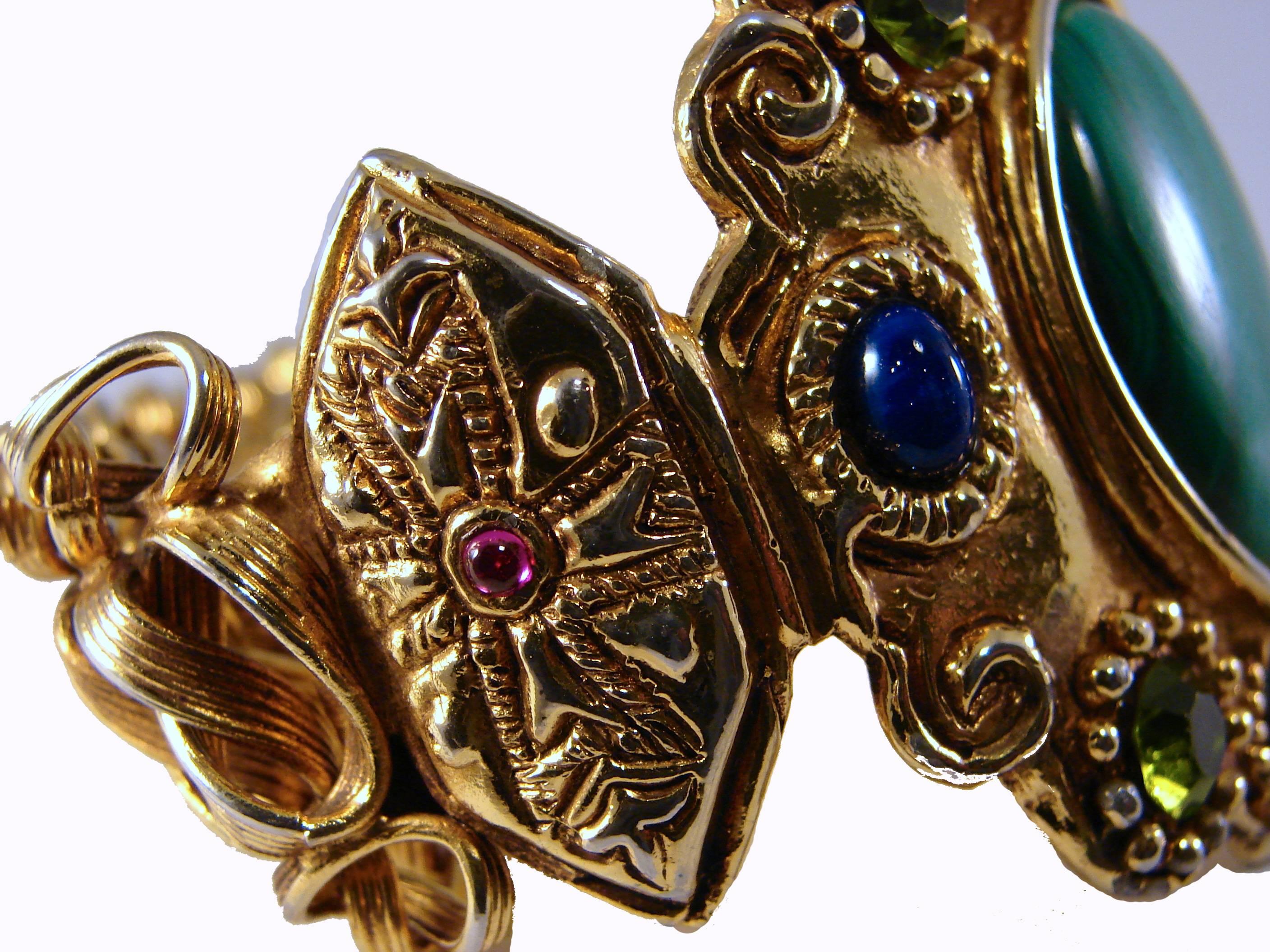 Christian Lacroix Byzantine Cross Bracelet with Gemstones & Chain, 1980s 1