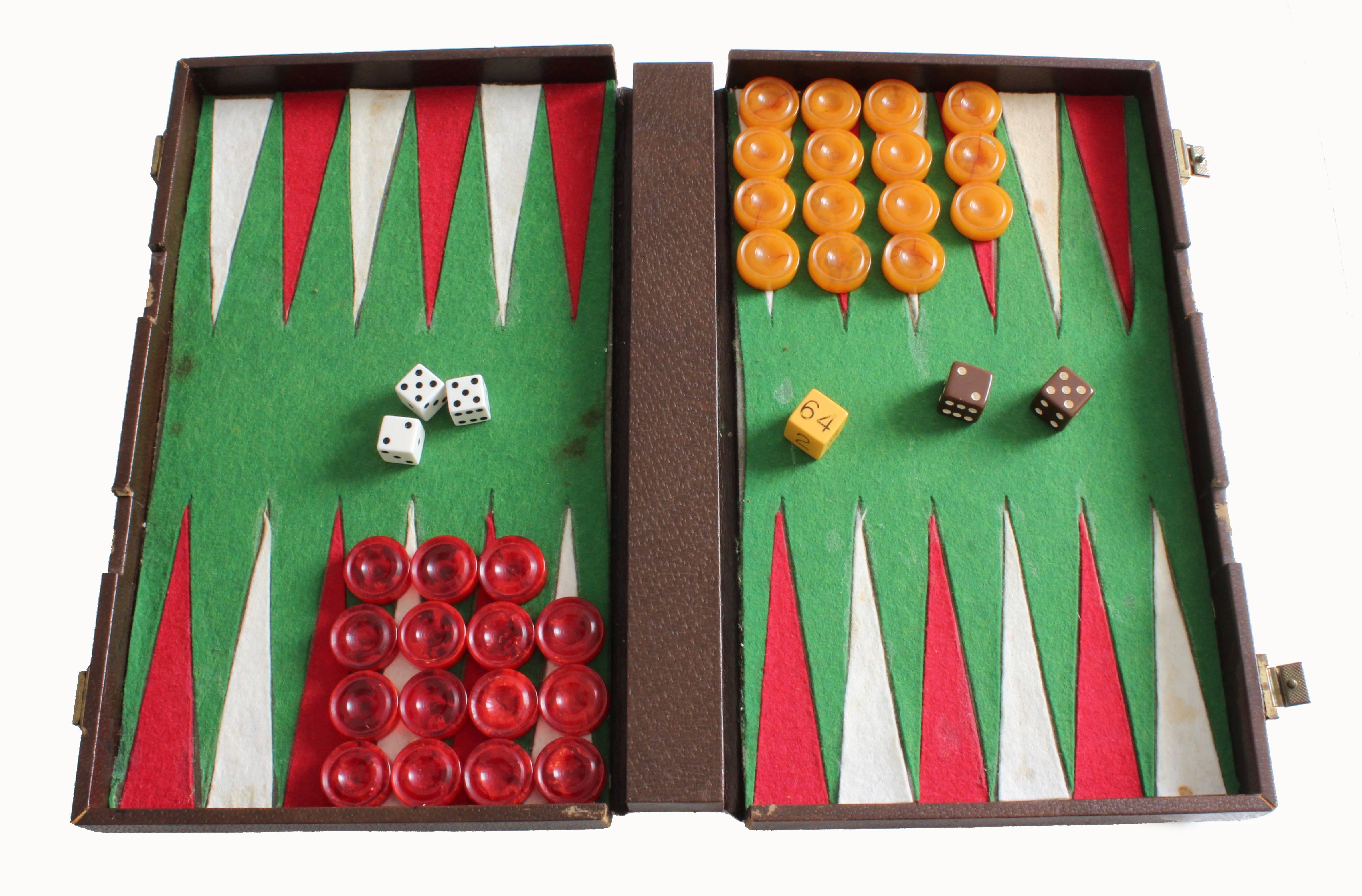 Vintage Gucci Travel Backgammon Set Rare GG Logo Canvas Leather Trim 1960s 7