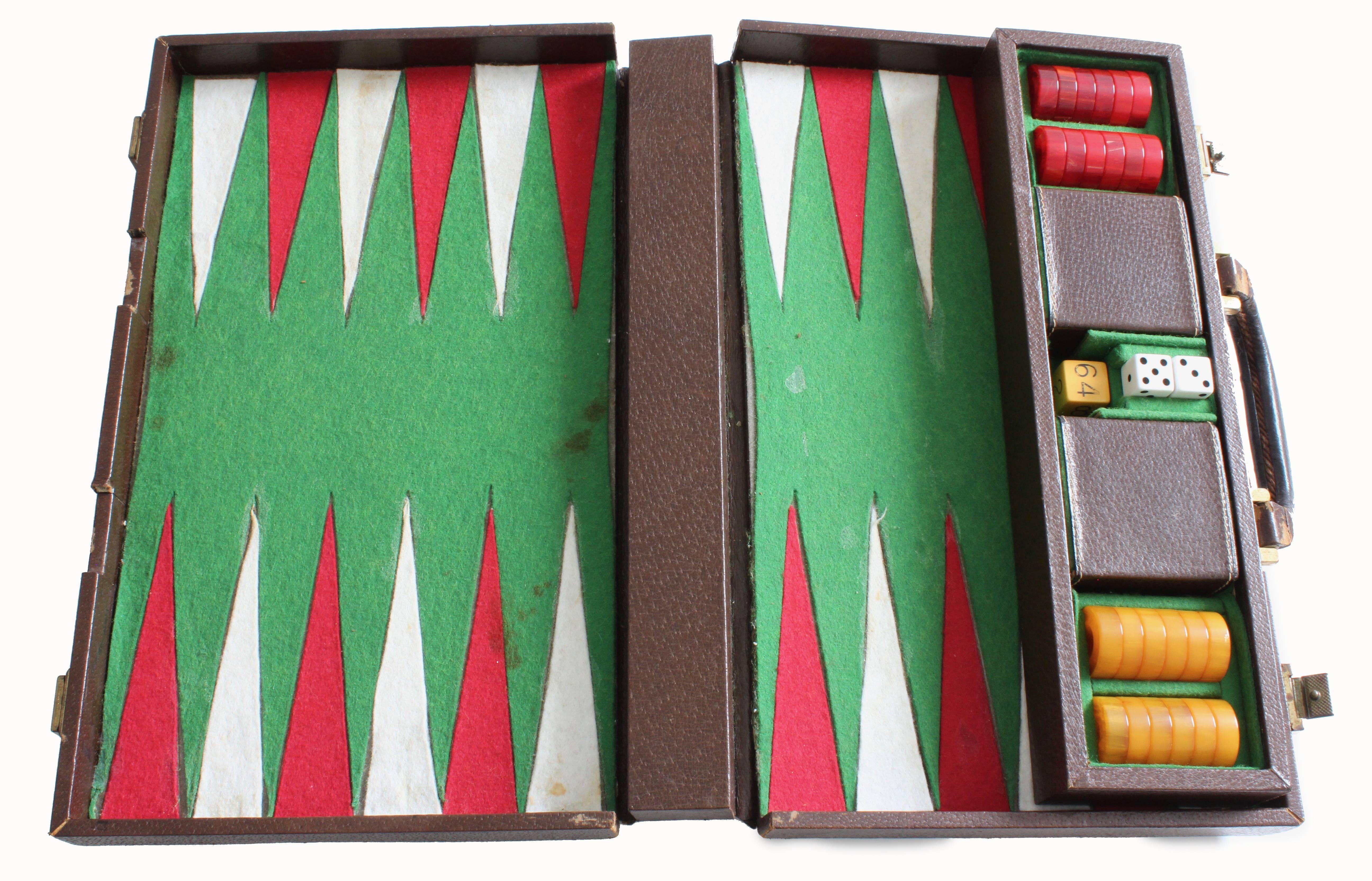 Vintage Gucci Travel Backgammon Set Rare GG Logo Canvas Leather Trims 1960s 11