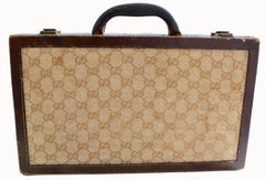 Vintage Gucci Travel Backgammon Set Rare GG Logo Canvas Leather Trim 1960s