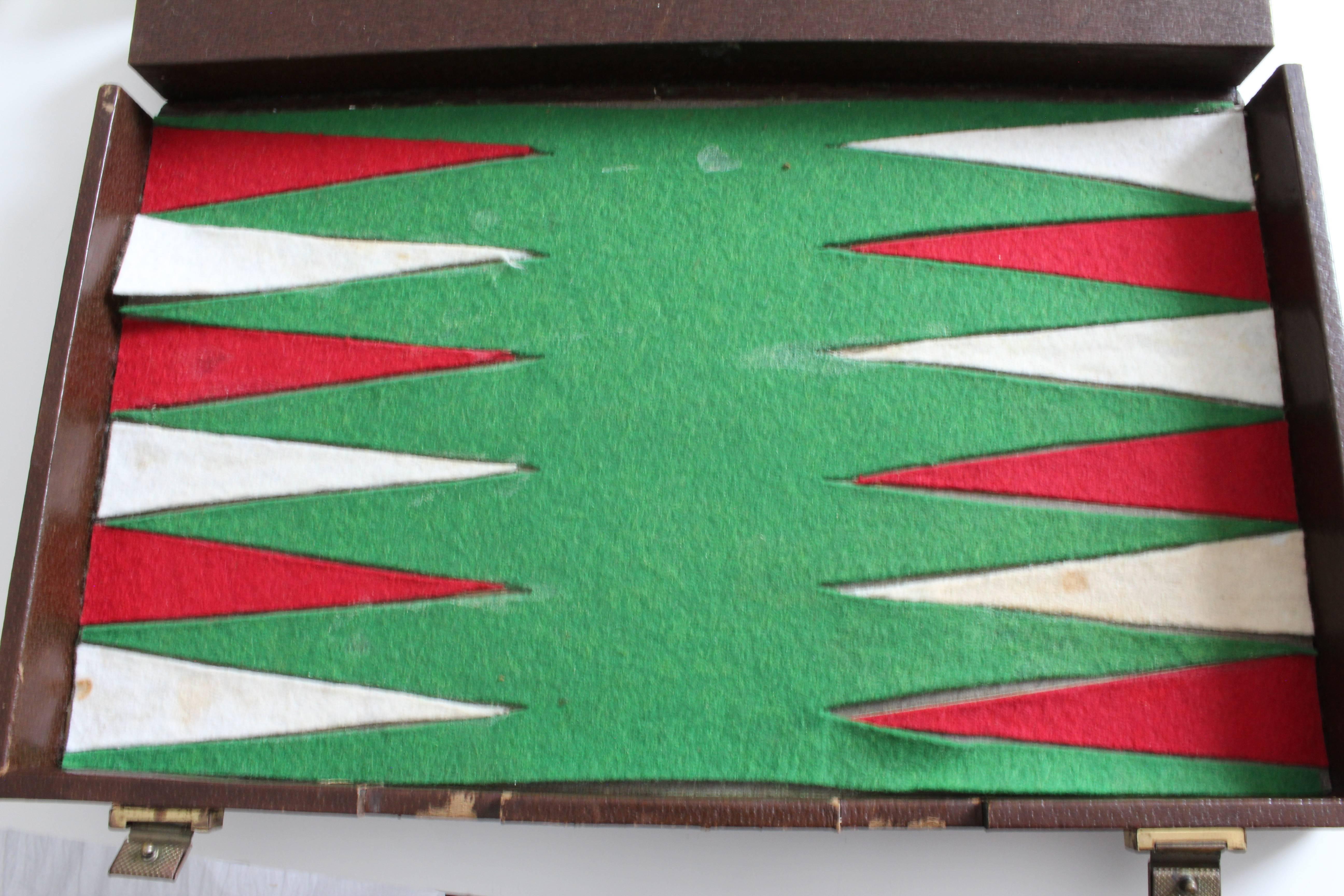 Vintage Gucci Travel Backgammon Set Rare GG Logo Canvas Leather Trims 1960s 12