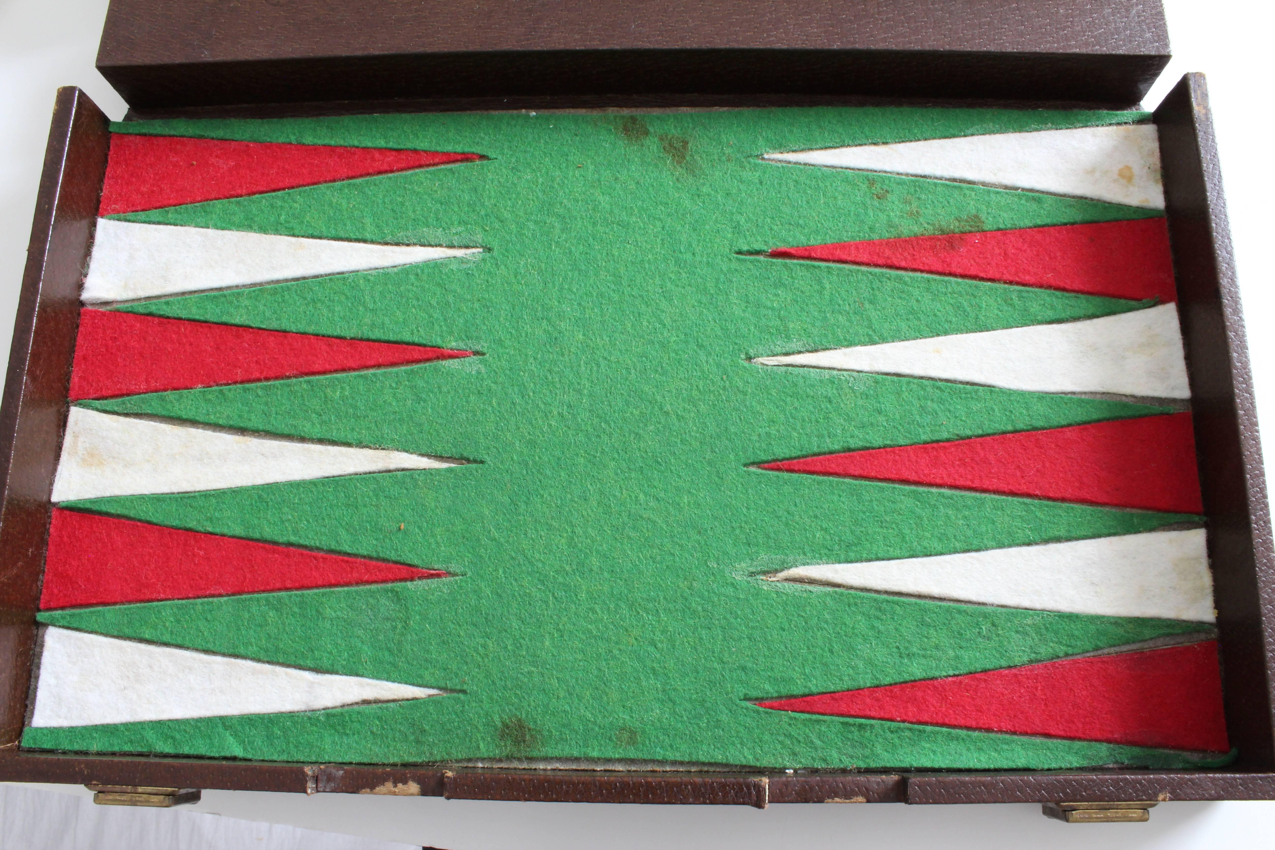 Vintage Gucci Travel Backgammon Set Rare GG Logo Canvas Leather Trims 1960s 13
