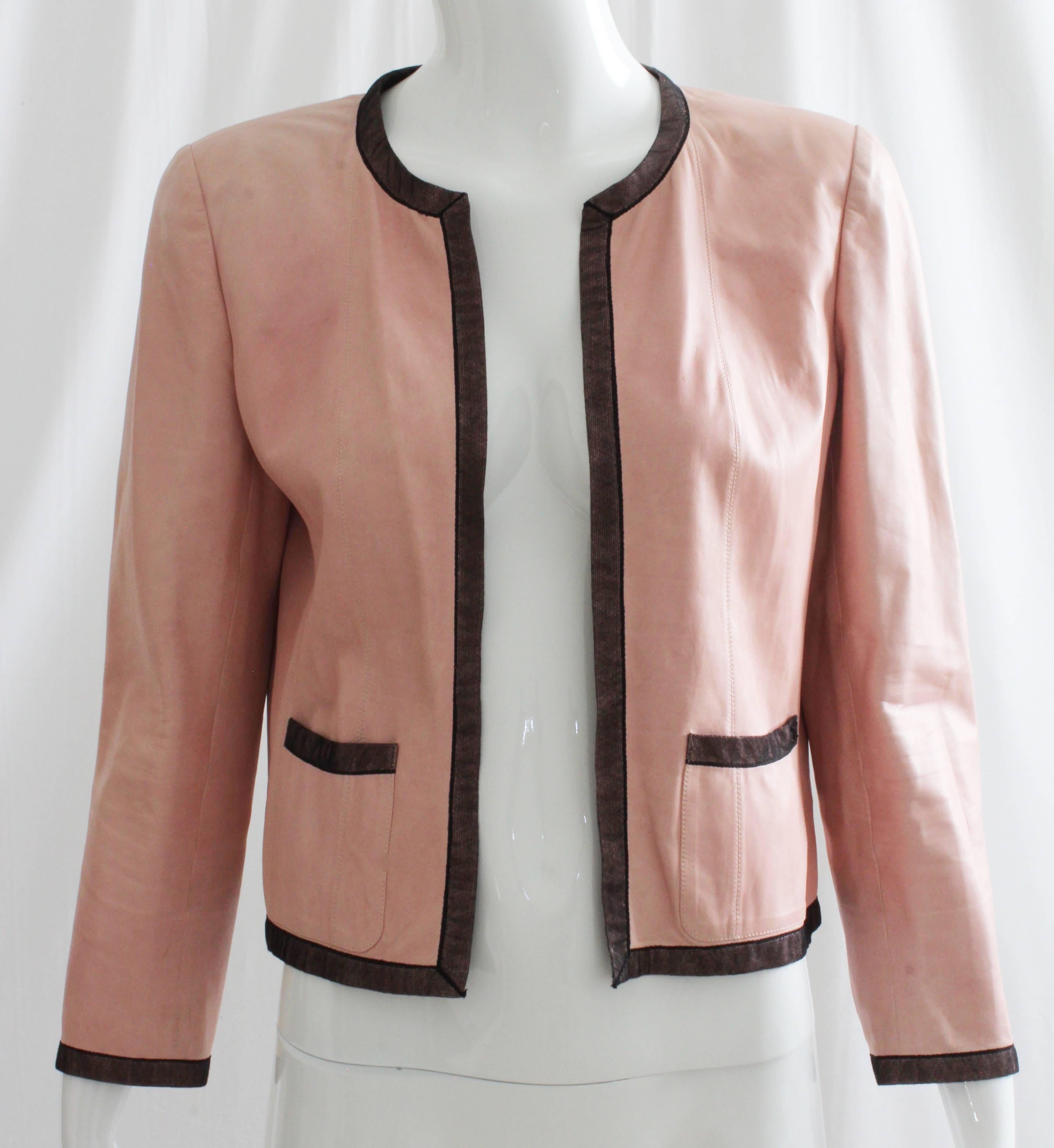 chanel pink leather jacket