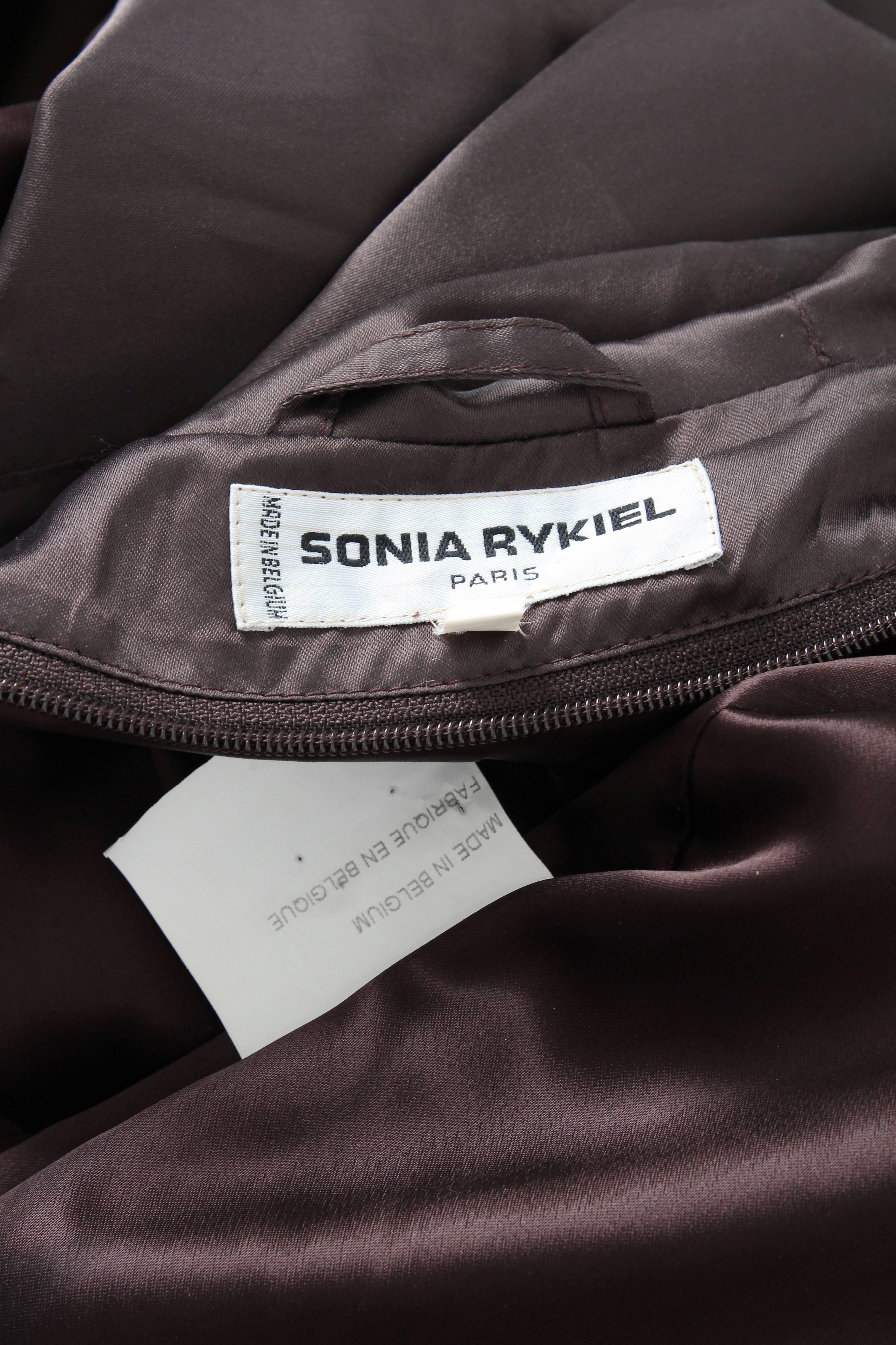 Sonia Rykiel Brown Satin Trench Coat with Hood, 1990s  8