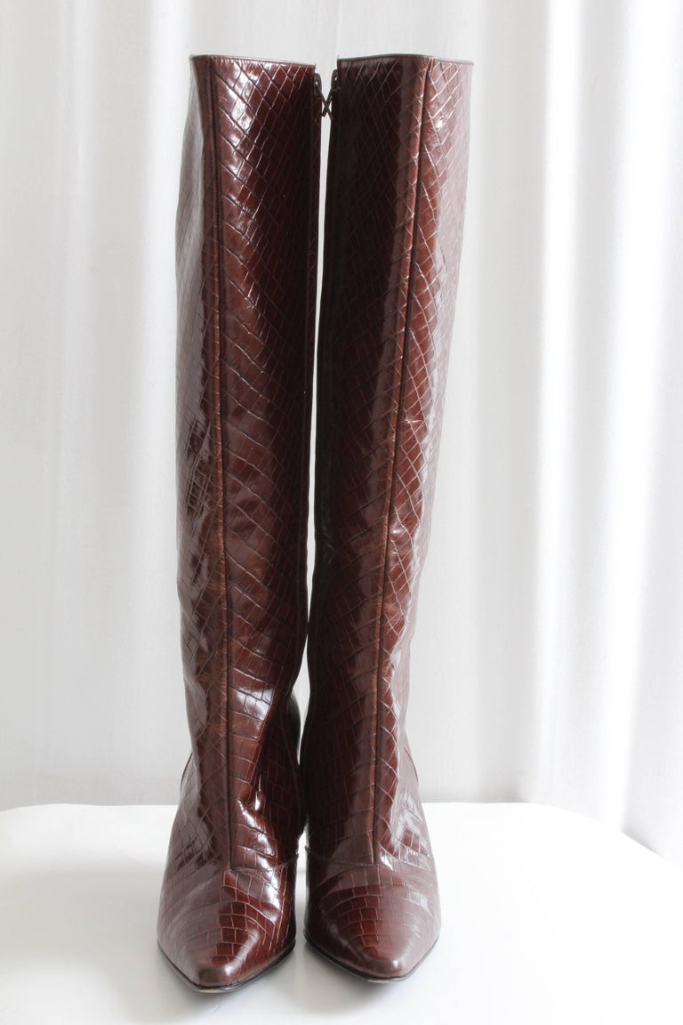 Bottes Charles Jourdan Clovis En Cuir Noir Pointues - Taille 38.5, Occasion Très Bon État