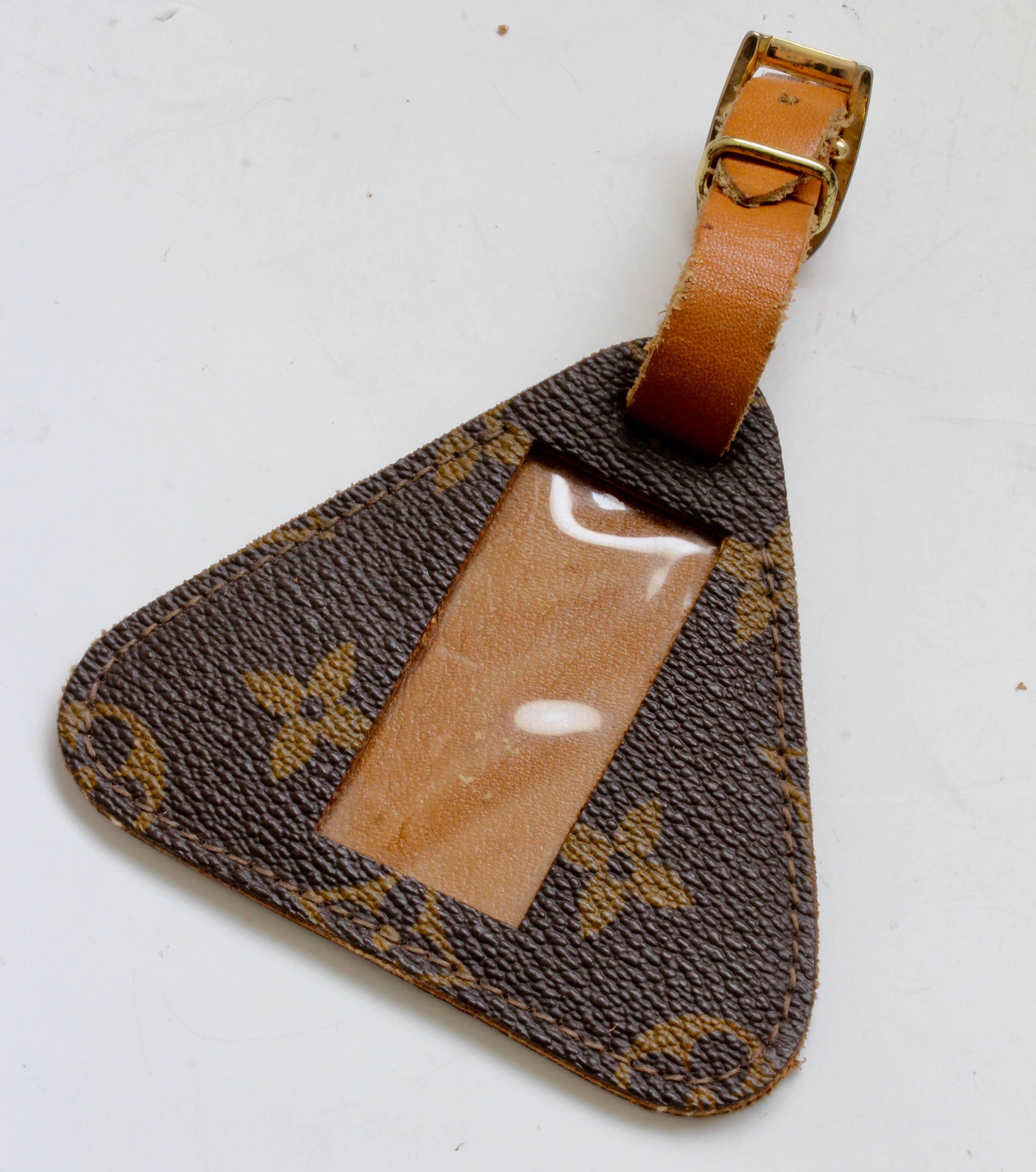 Brown Louis Vuitton Monogram Luggage Tag I.D. Holder Travel Accessory French Company 