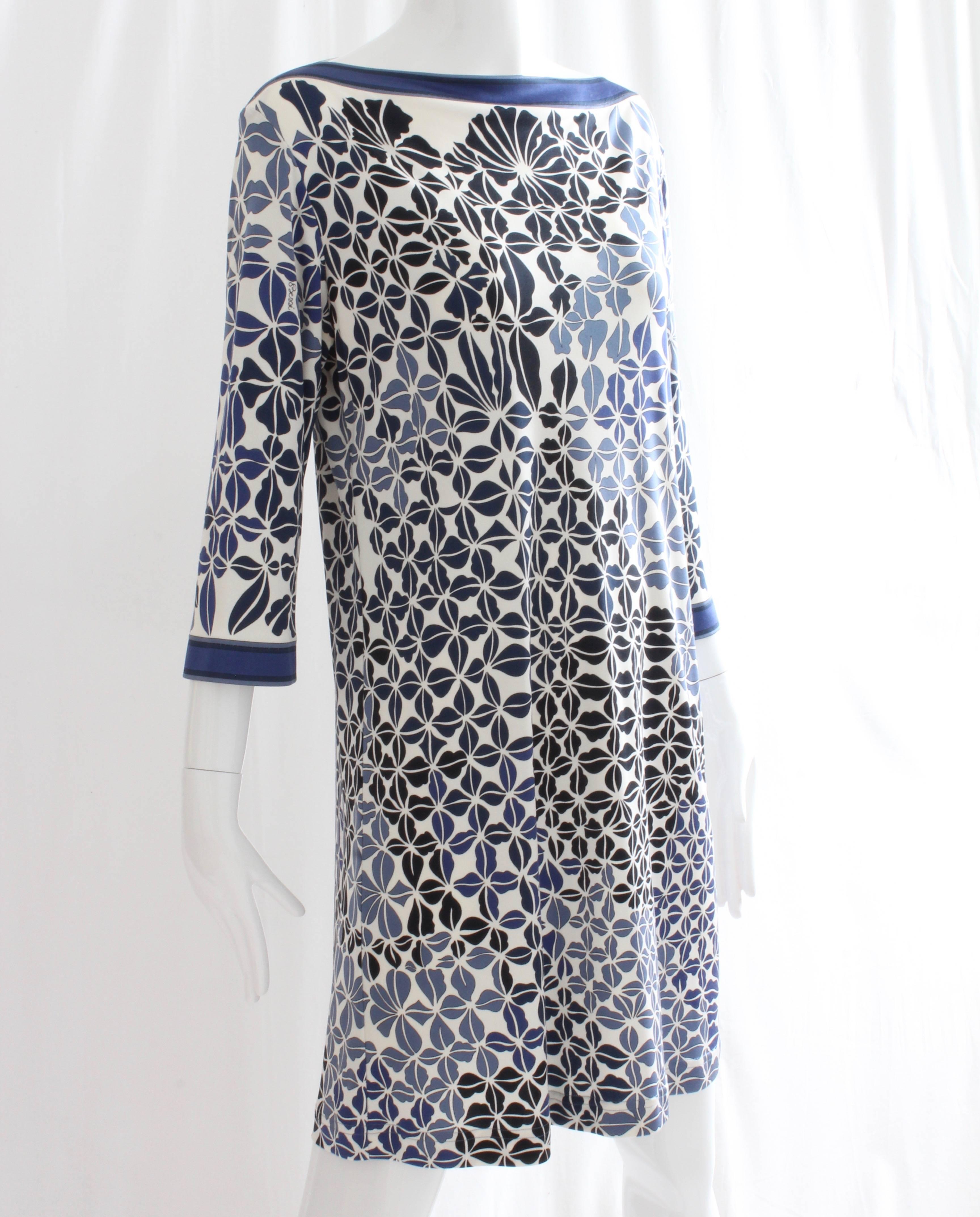 Women's Averardo Bessi Silk Jersey Graphic Floral Print Boatneck Dress  