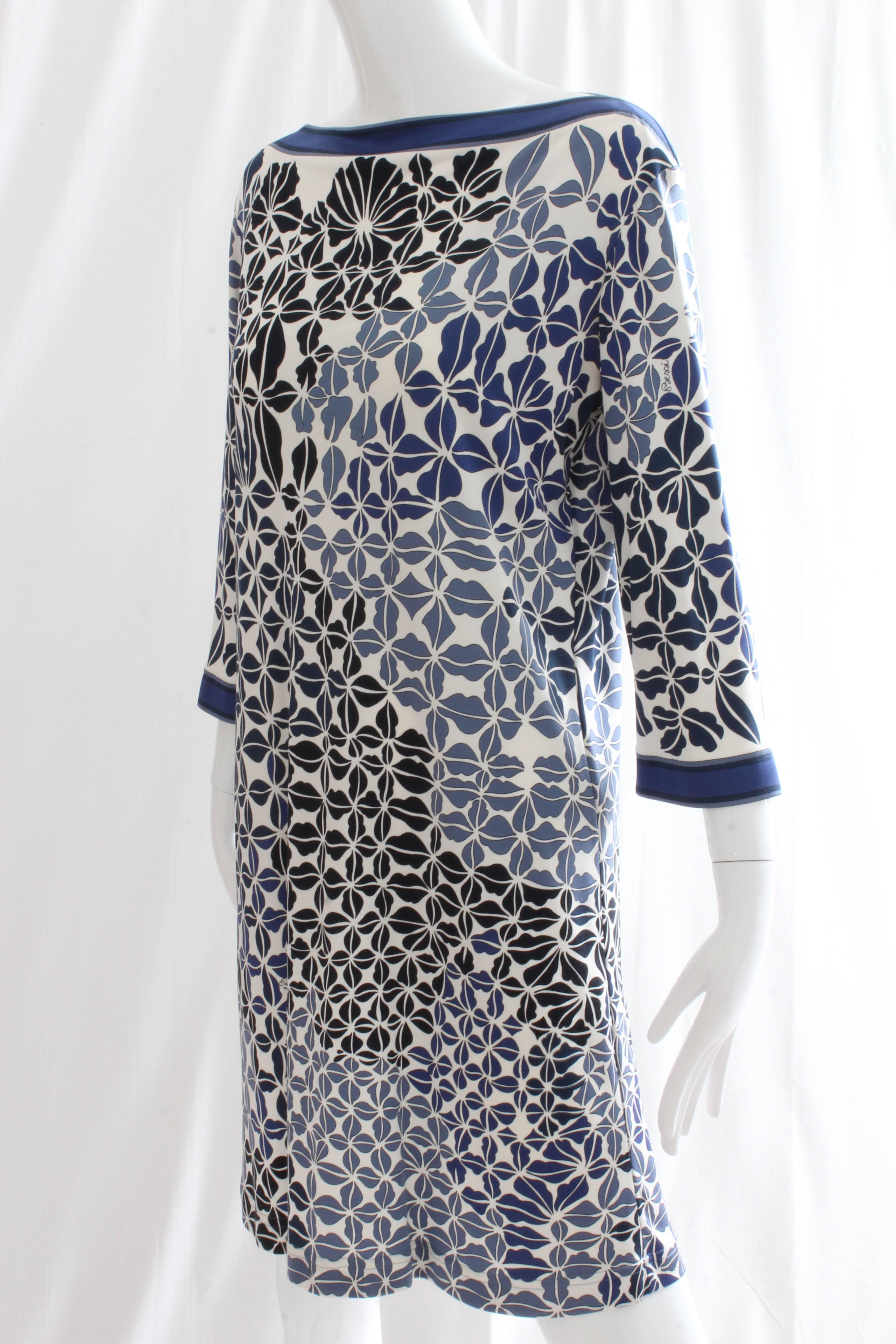 dress in floral and abstract geometric printed silk jersey