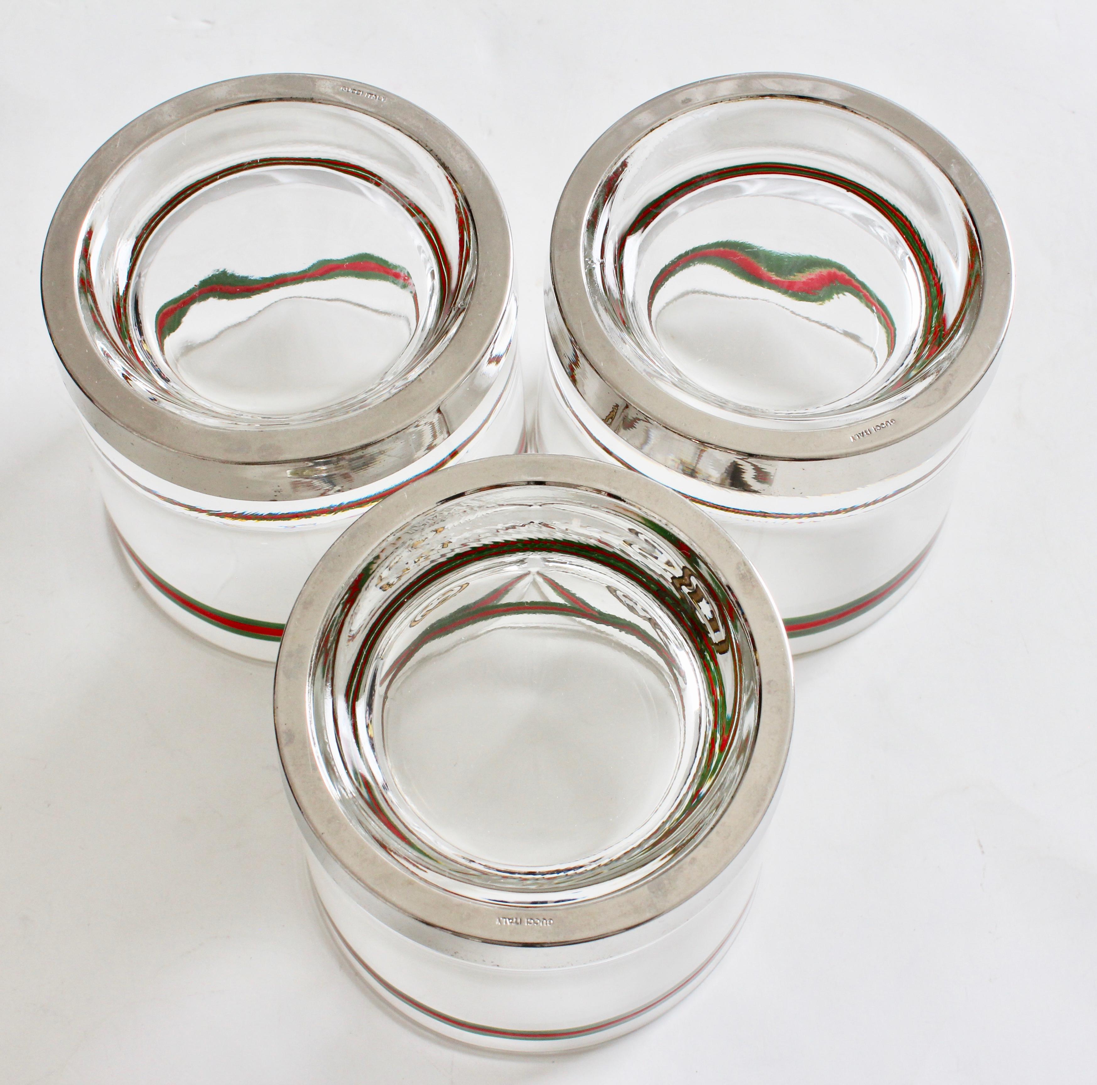 Rare Gucci Cocktail Glasses Barware Set of 3 with Silver Base Vintage 70s  2