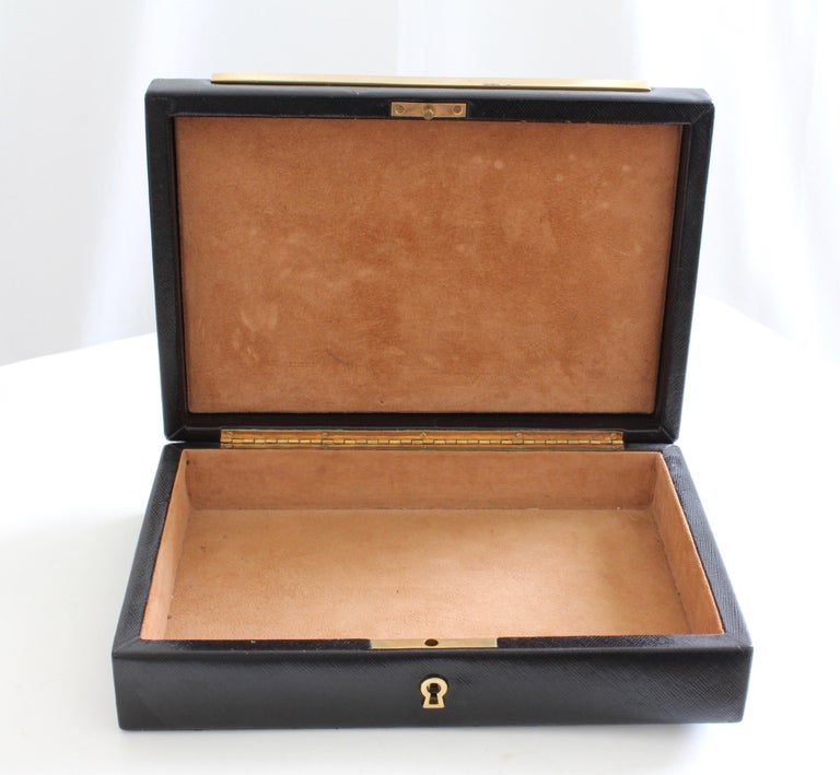 Vintage Gucci Black Leather Jewelry Case Trinket Box Home Decor For Sale at 1stdibs