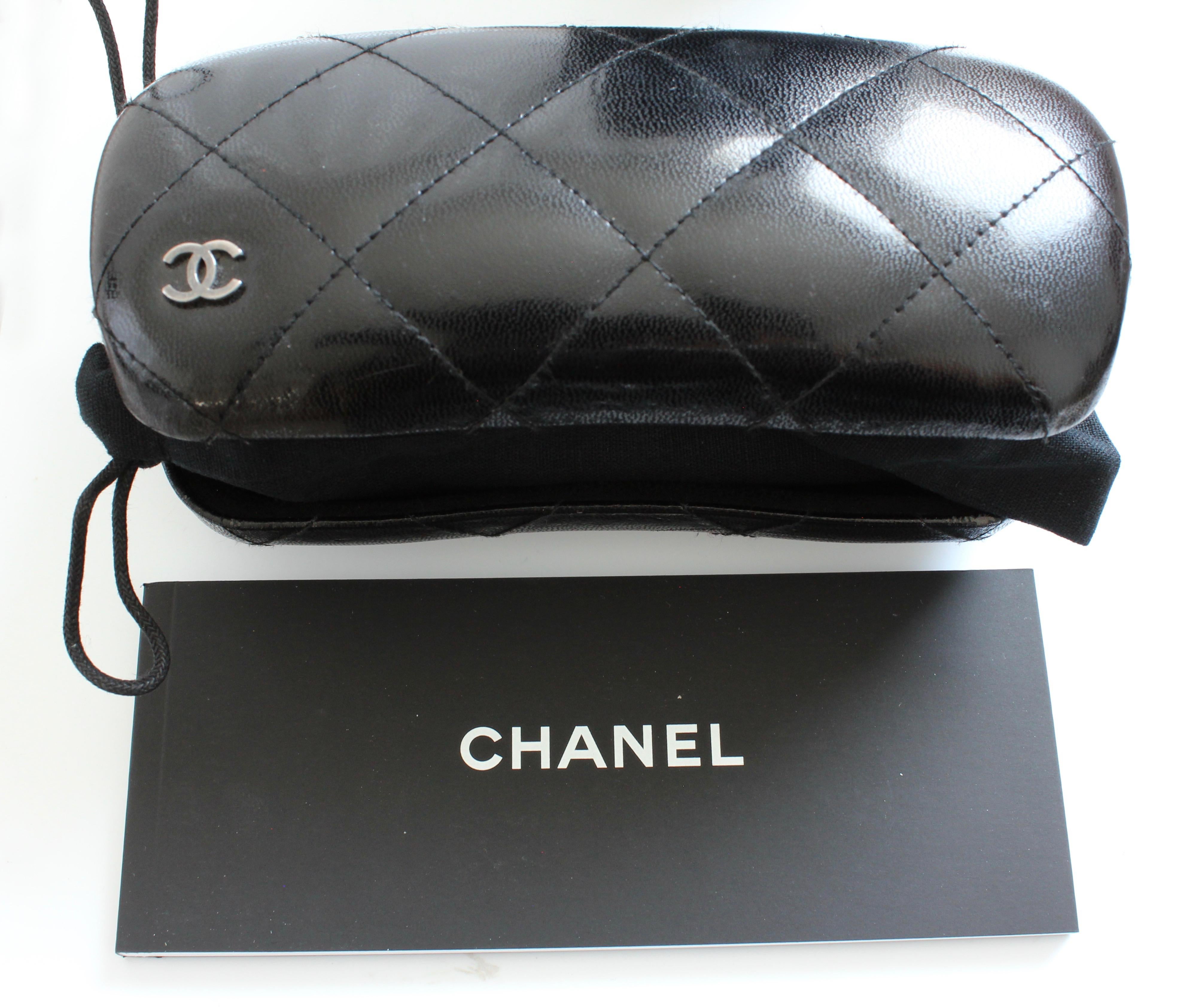 Chanel Cat Eye Silver Chain White Leather Sunglasses with Case, 5260-Q  1