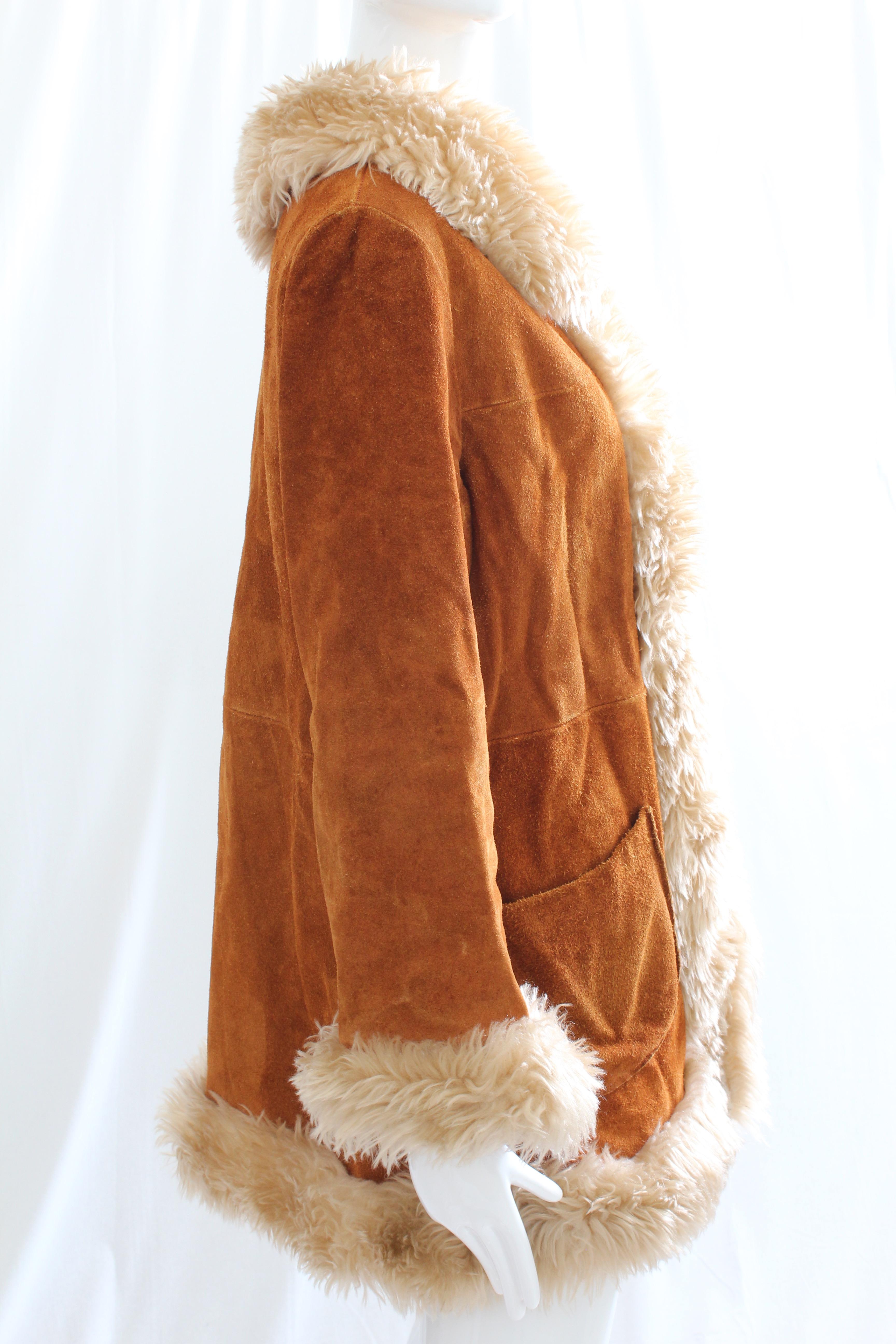 Brown Vintage 70s Suede Coat Penny Lane Almost Famous Style Size 12 