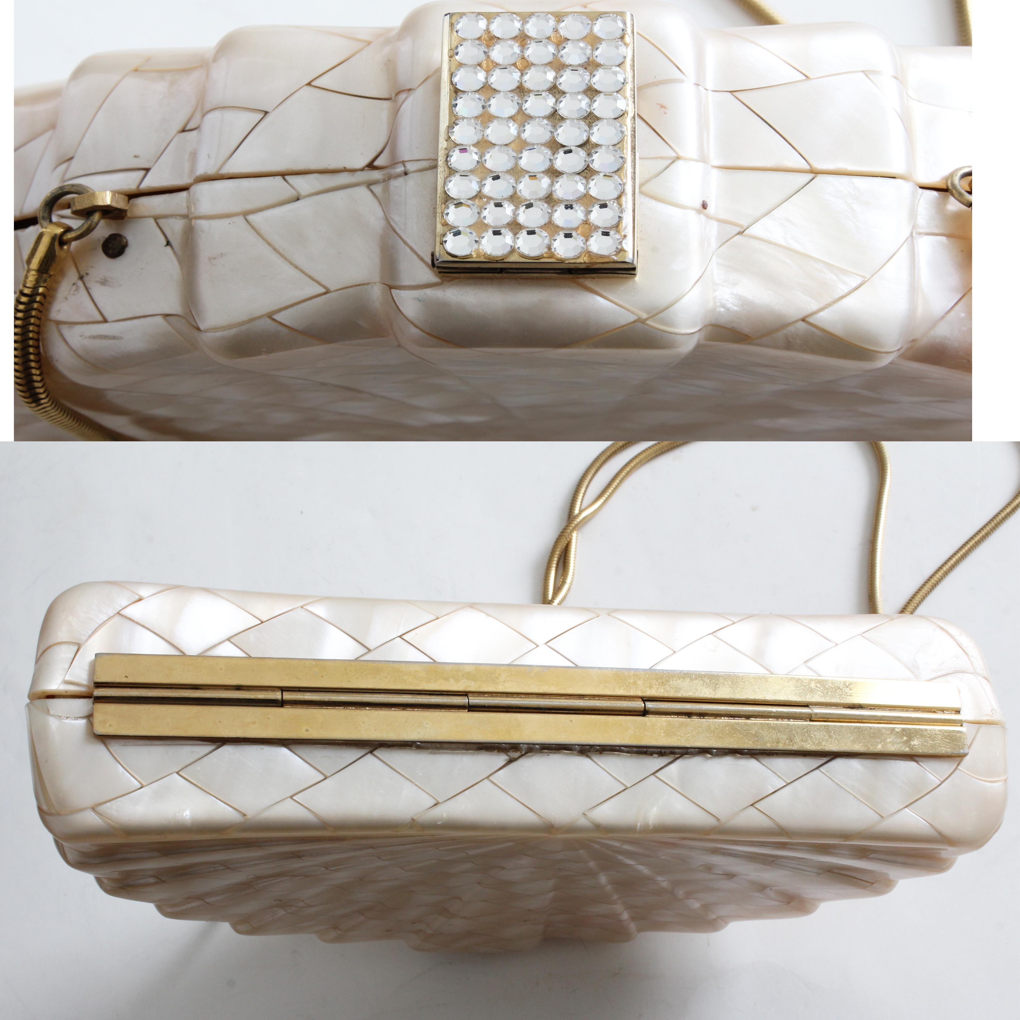 Women's Rare Saks Fifth Avenue Mosaic Clutch Evening Bag with Rhinestone Accents  1960s For Sale