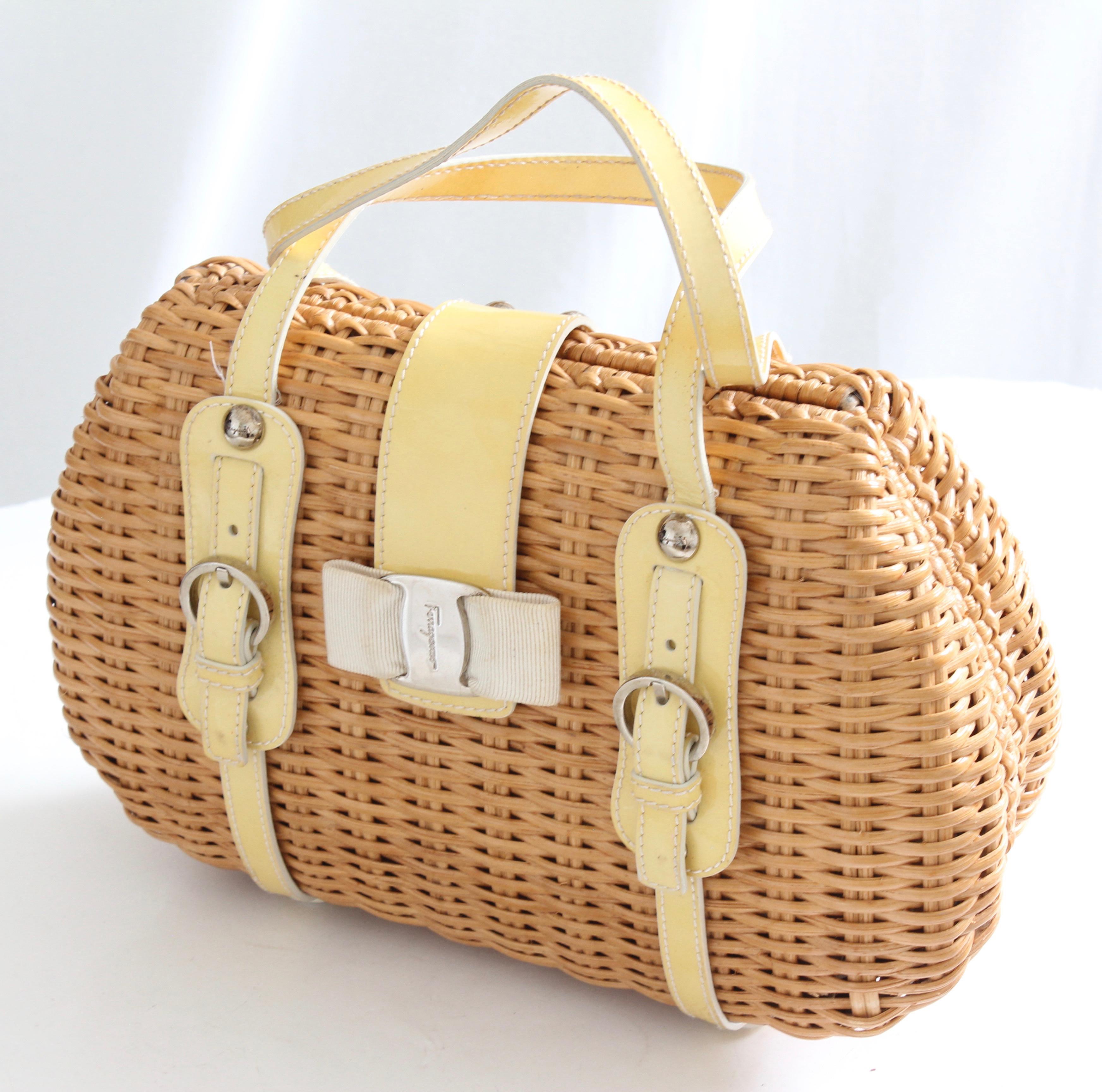 ferragamo straw bag