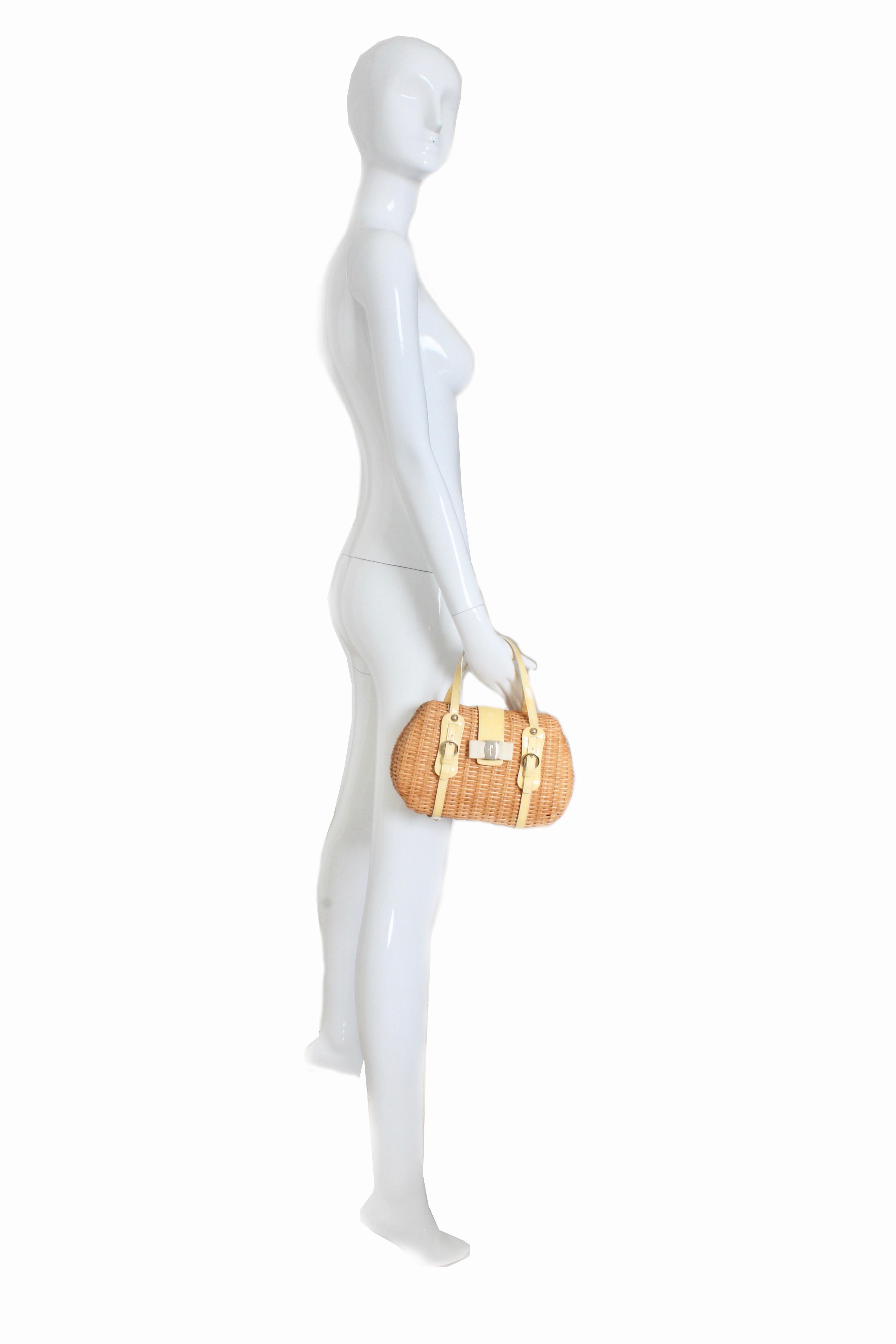 yellow wicker bag