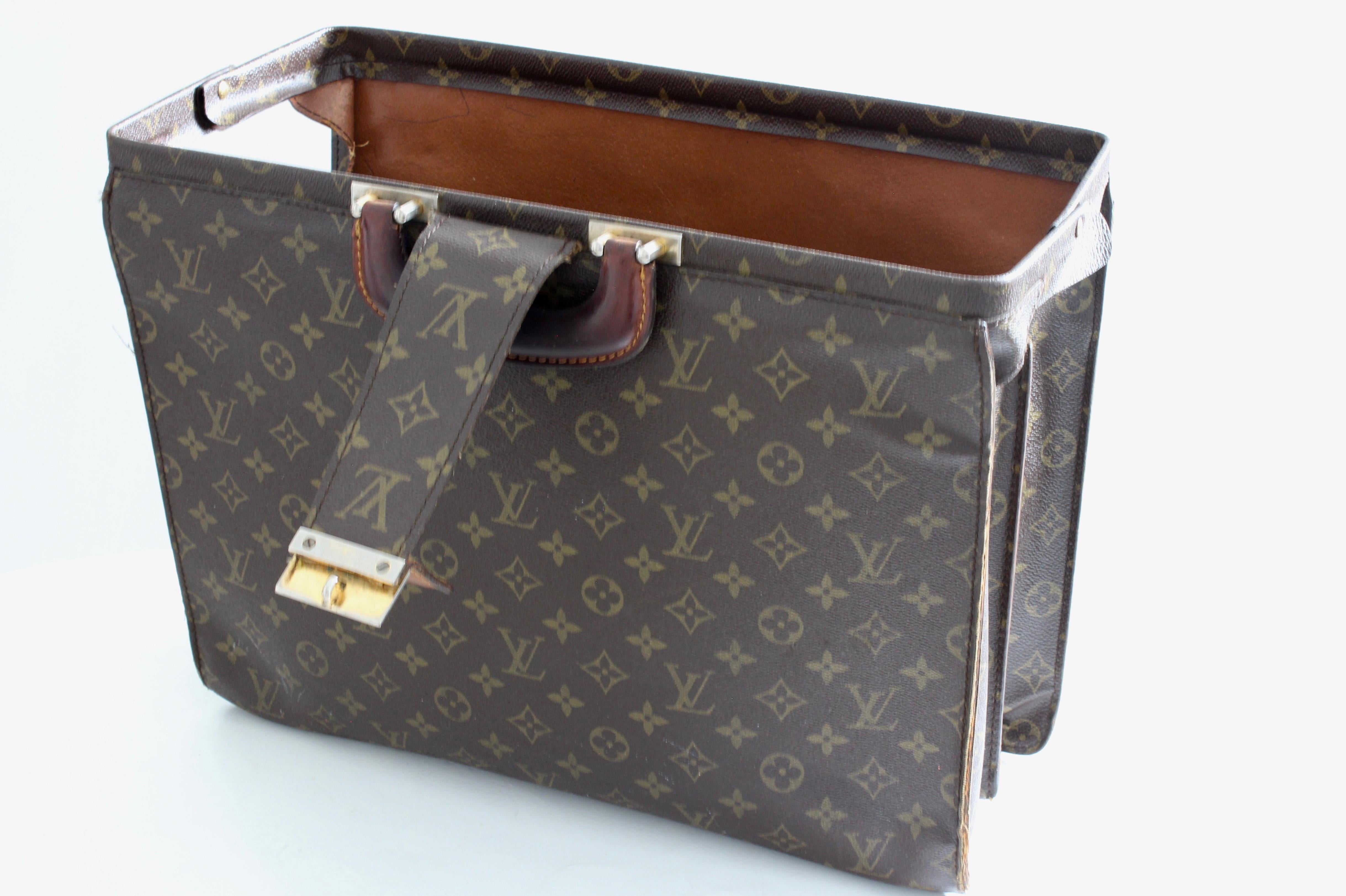 Gray Vintage Louis Vuitton Monogram Serviette Fermoir Briefcase 16in Travel Bag Saks