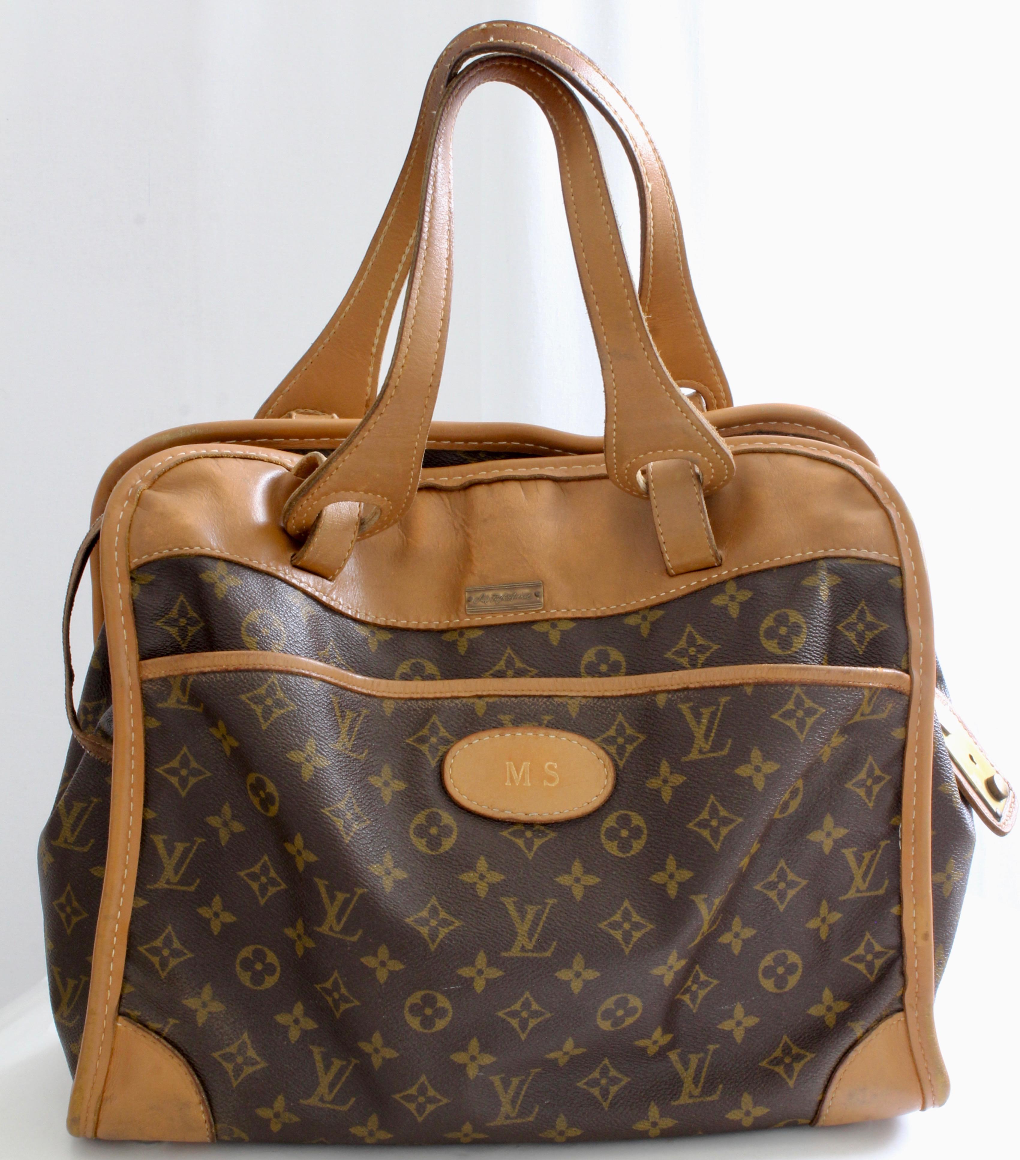 Louis Vuitton Carry On Bag Travel Tote Monogram Canvas & Leather French Co 1970s In Good Condition In Port Saint Lucie, FL