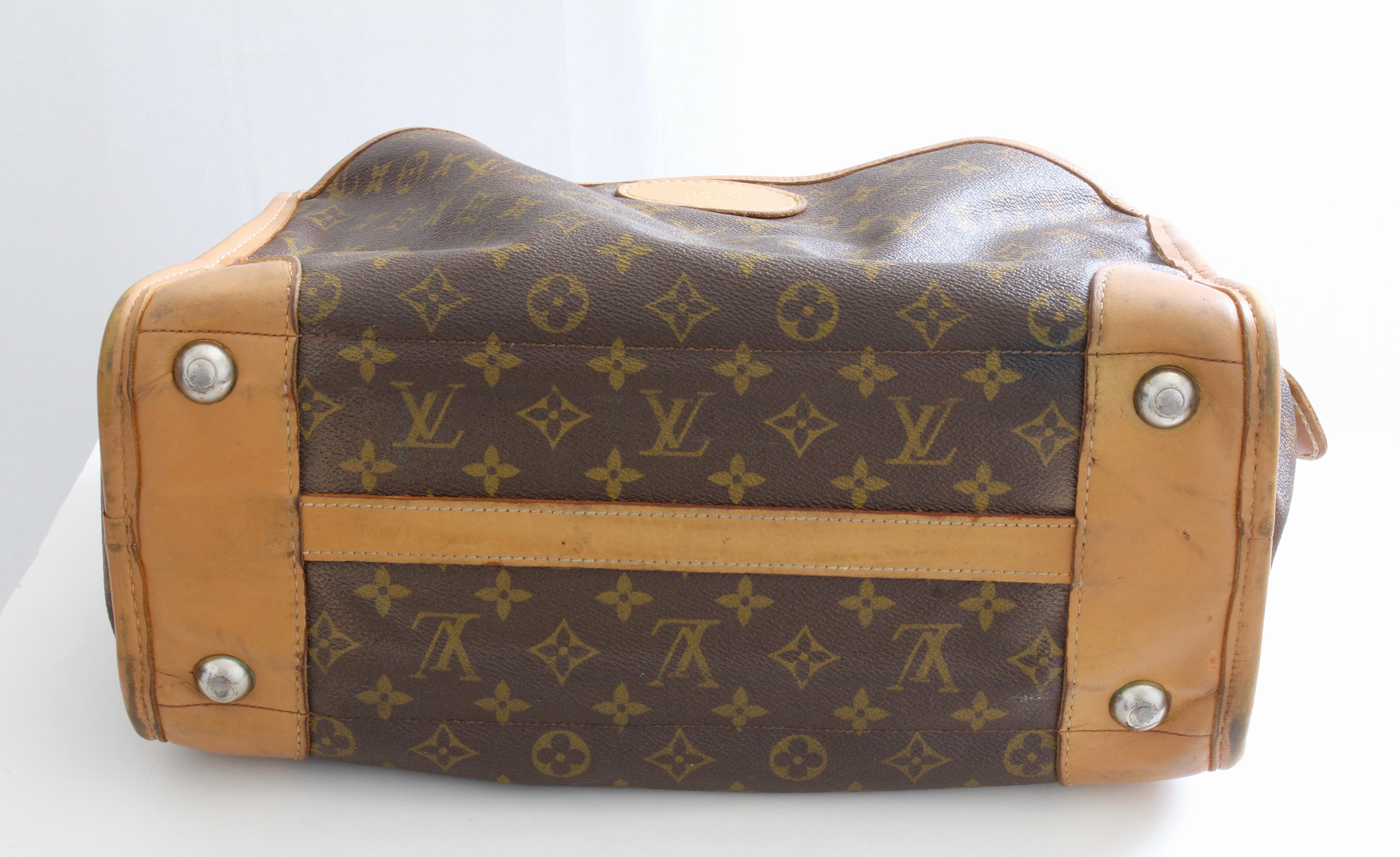 Louis Vuitton Carry On Bag Travel Tote Monogram Canvas & Leather French Co 1970s 8