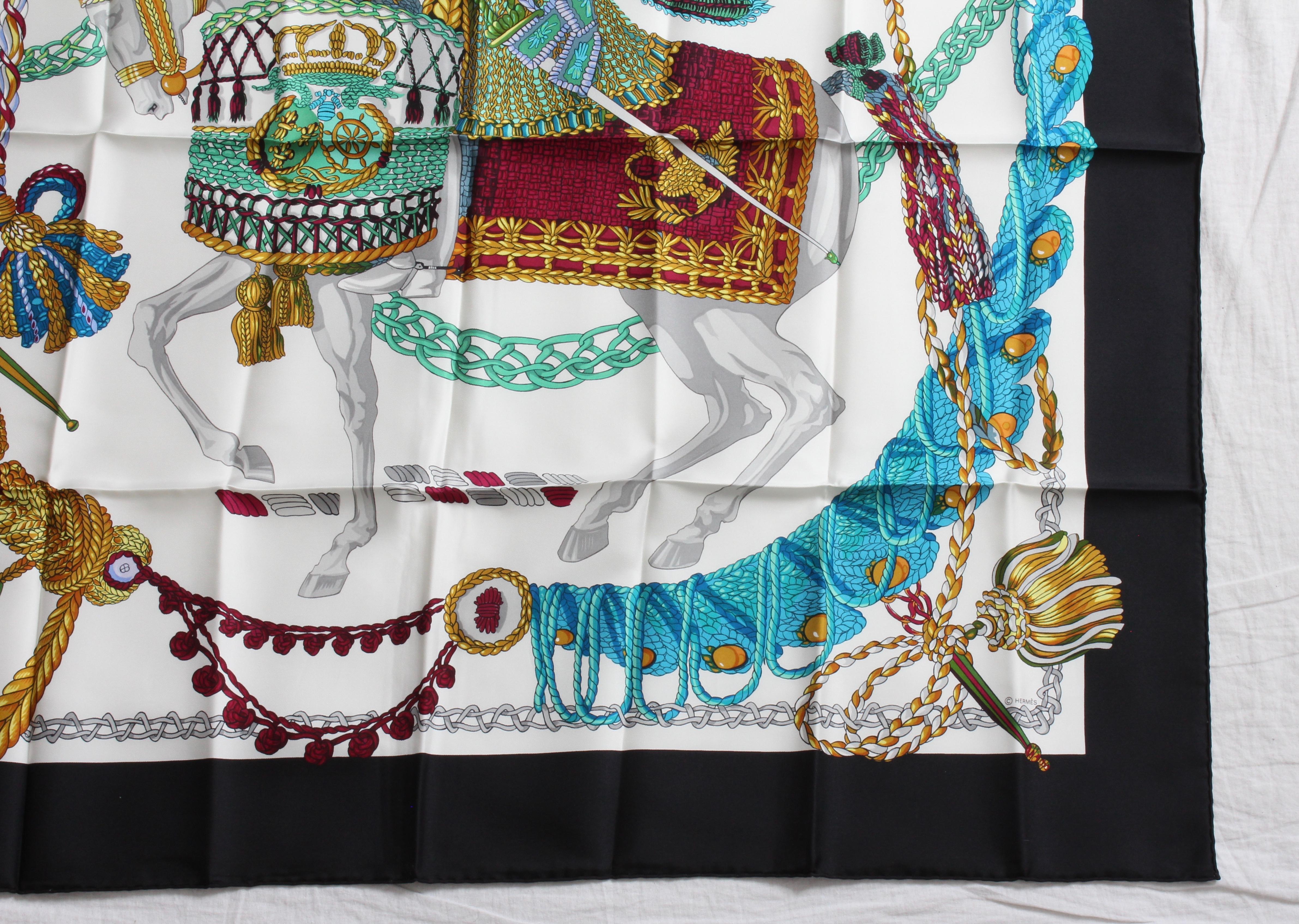 Hermes Silk Twill Scarf 90cm Le Timbalier by Francoise Heron New in Box 2001 1