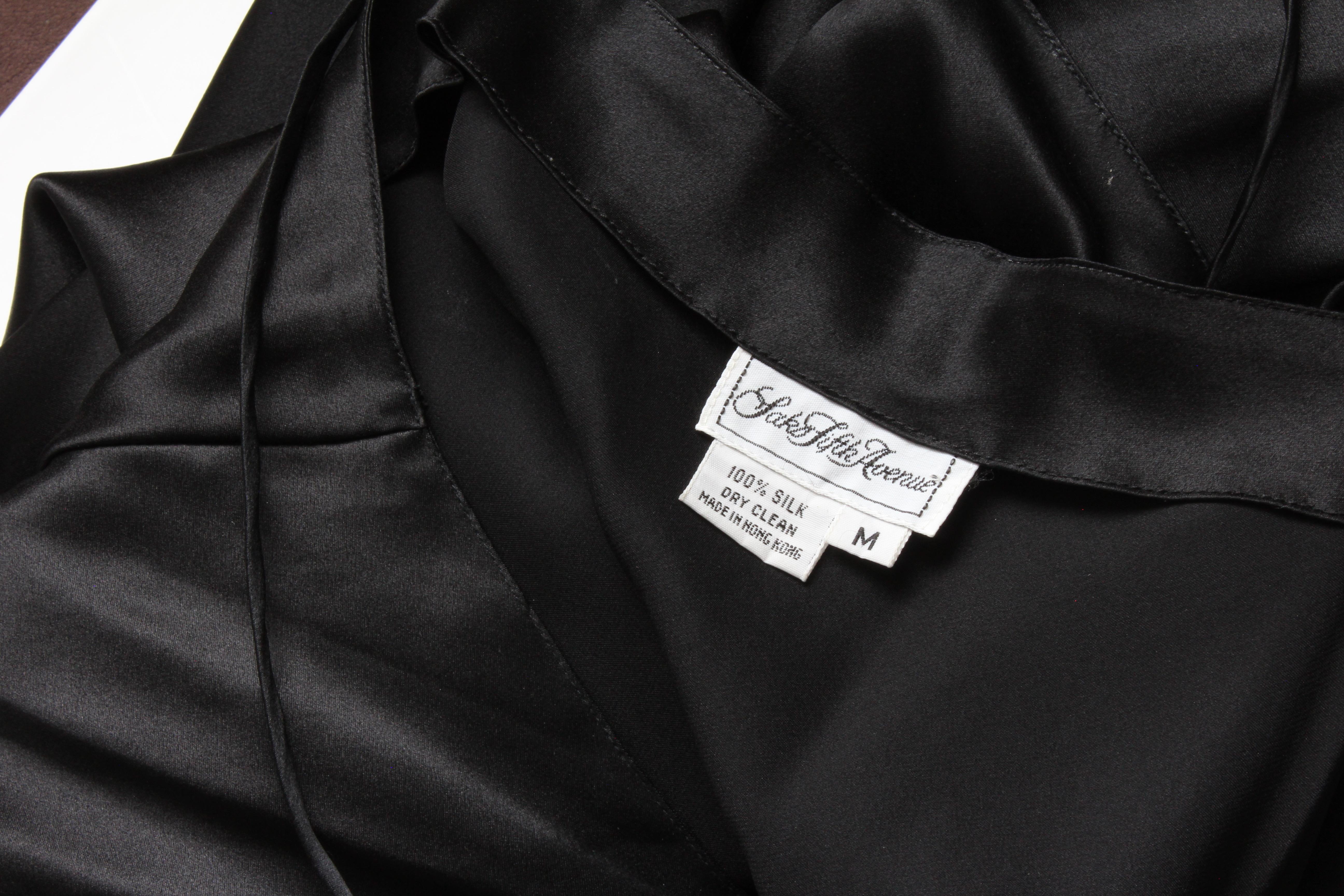 Saks Fifth Avenue Black Silk Charmeuse Slip Dress Long Gown Size M 1990s 2