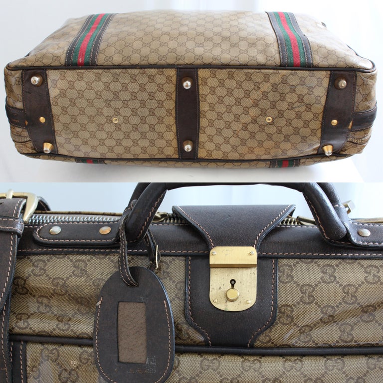 Iconic Gucci Suitcase Coated Canvas GG Logo Leather Soft Luggage Travel