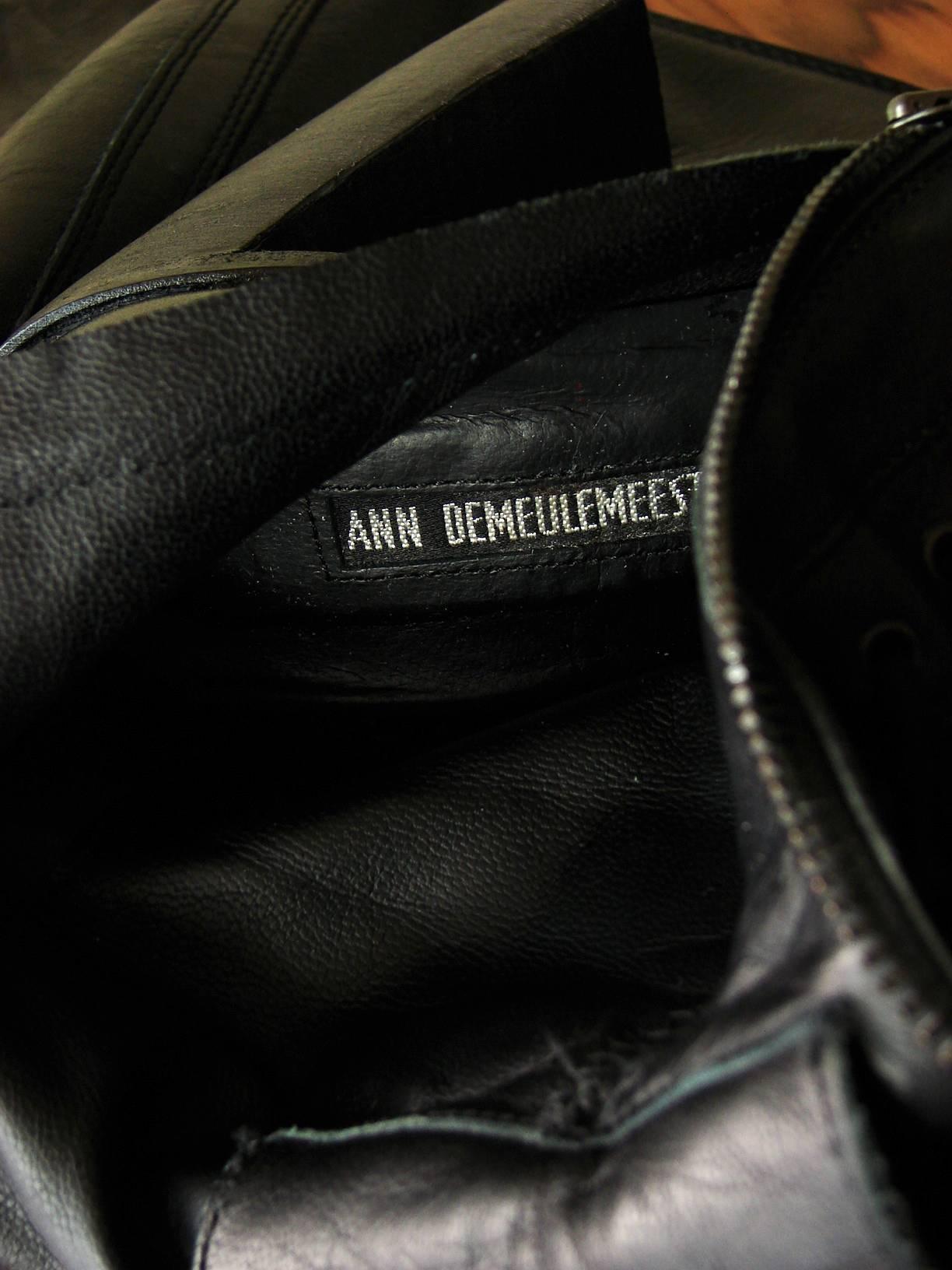 Ann Demeulemeester High Single Lace Boots Black Leather Talon Heels 2008 39.5 2