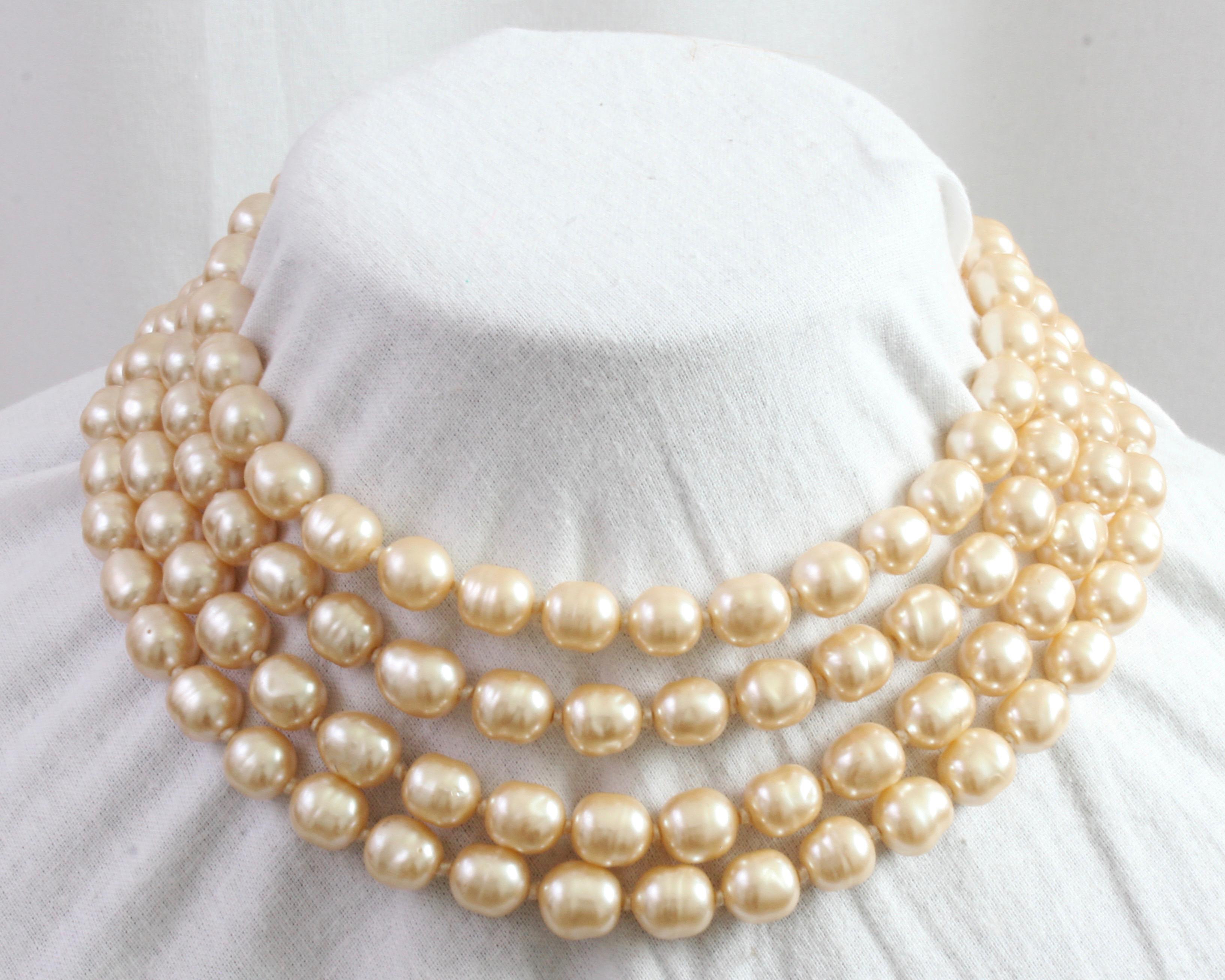 Chanel Opera Necklace Glass Pearl Sautoir Infinity 65 Inches 1980s  3