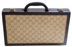 Vintage Gucci Travel Backgammon Set seltenes GG Logo Canvas Lederbesatz der 1960er Jahre