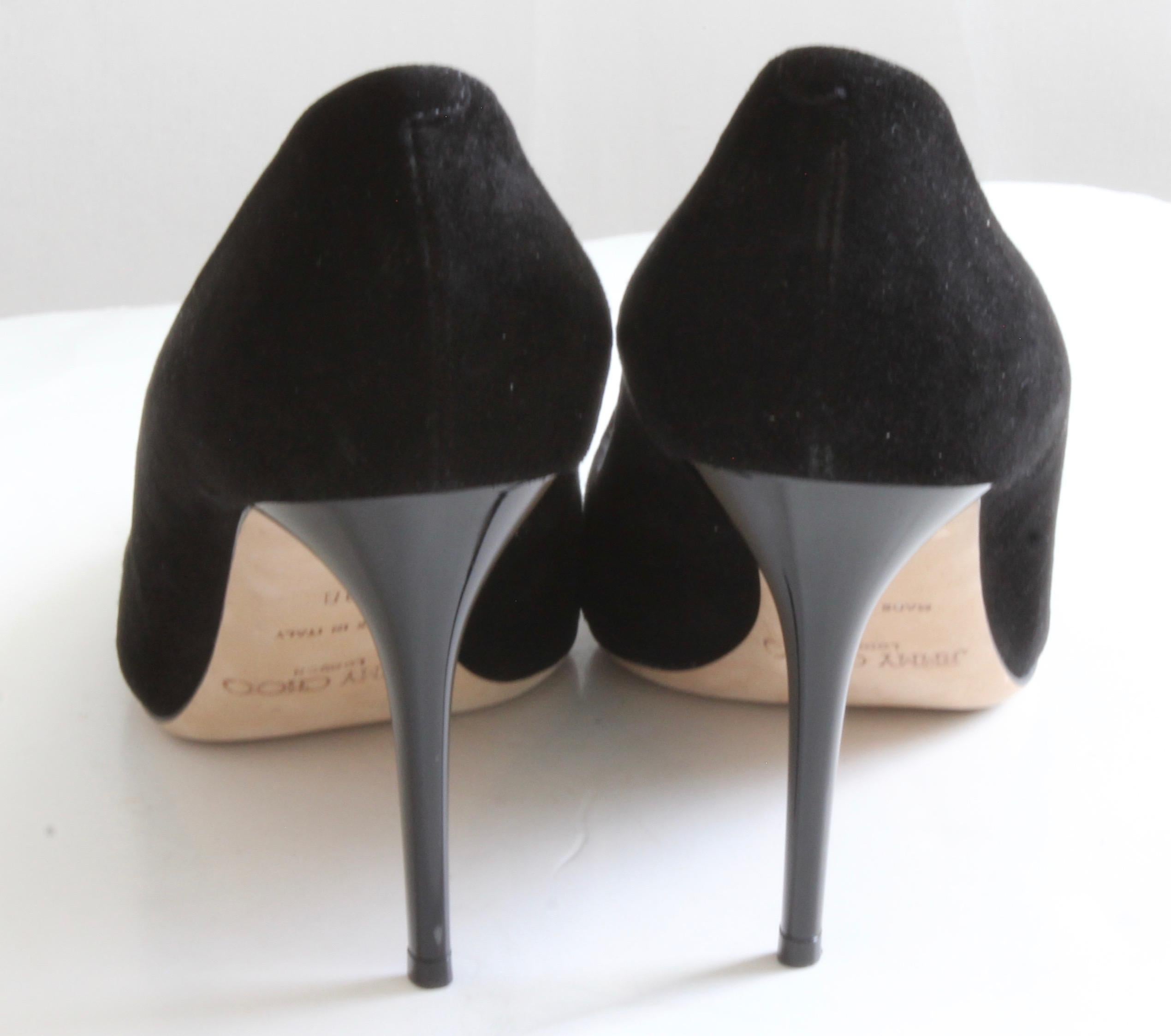 Jimmy Choo Heels Black Stiletto Pumps 247 Alia Suede Leather with Box In Good Condition For Sale In Port Saint Lucie, FL