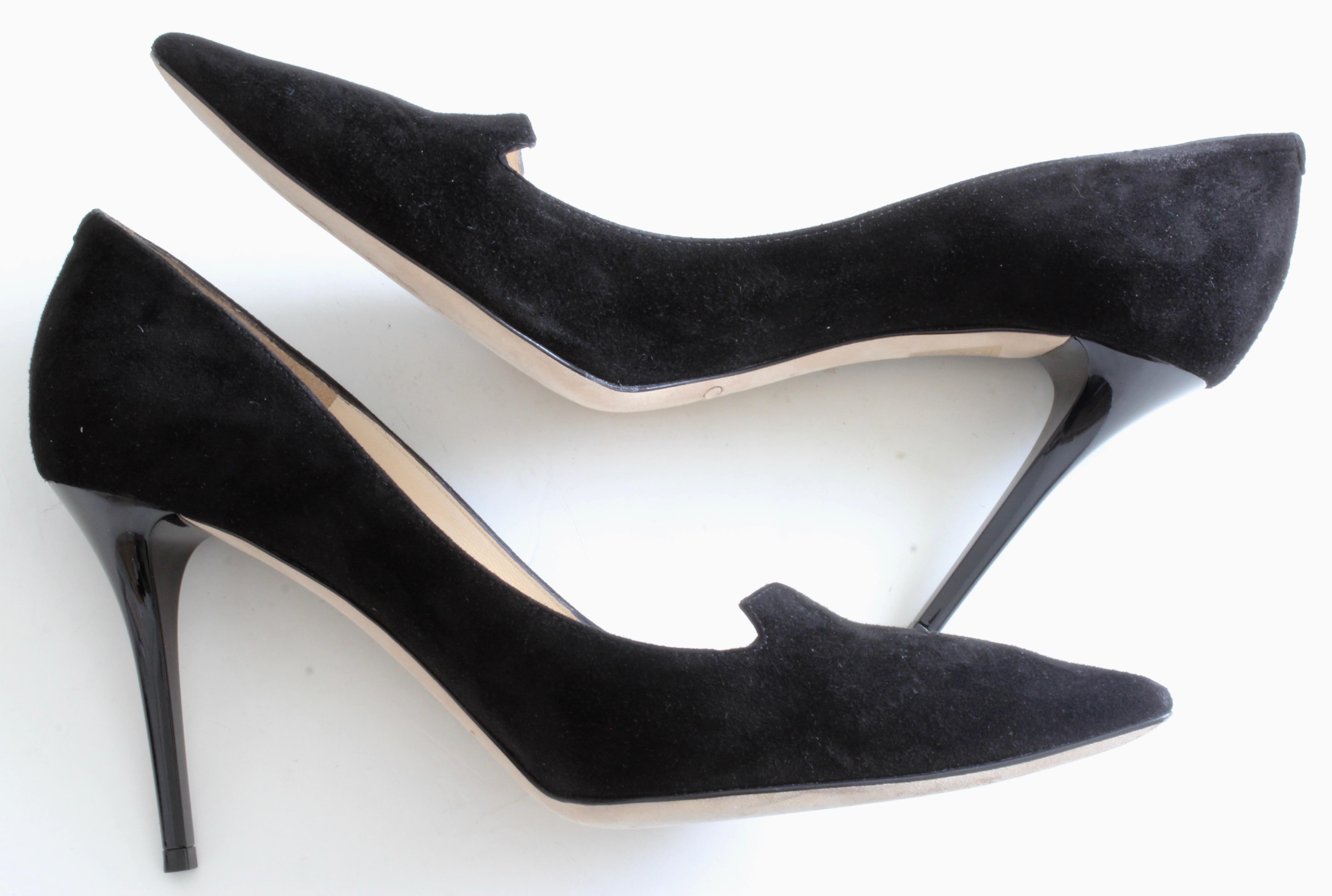 Jimmy Choo Heels Black Stiletto Pumps 247 Alia Suede Leather with Box For Sale 2